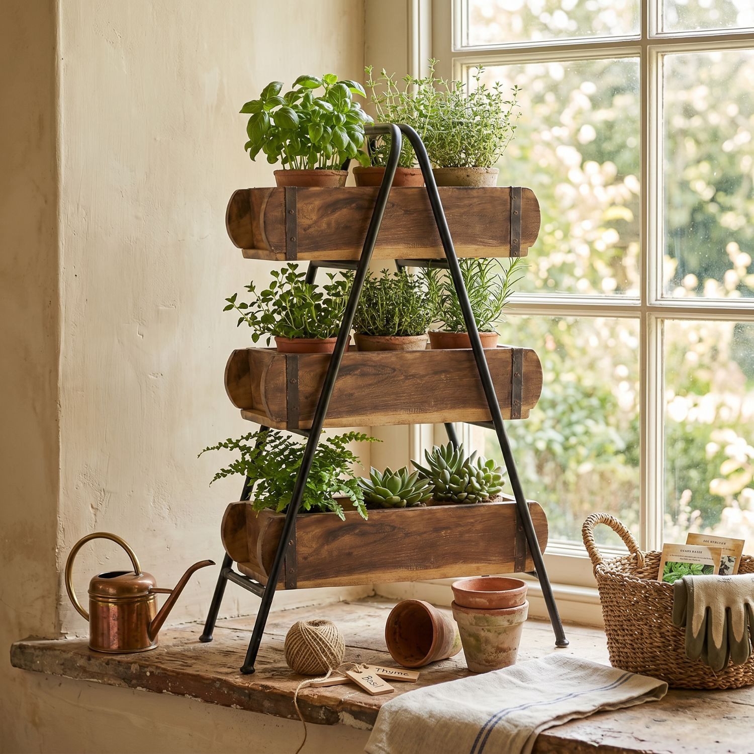 Marrakesch Orient & Mediterran Interior Etagere Industrial Ziegelform-Regal Sanremo modern aus Metall in Schwarz 60 cm, Metall & Holz, (4-tlg), Handarbeit