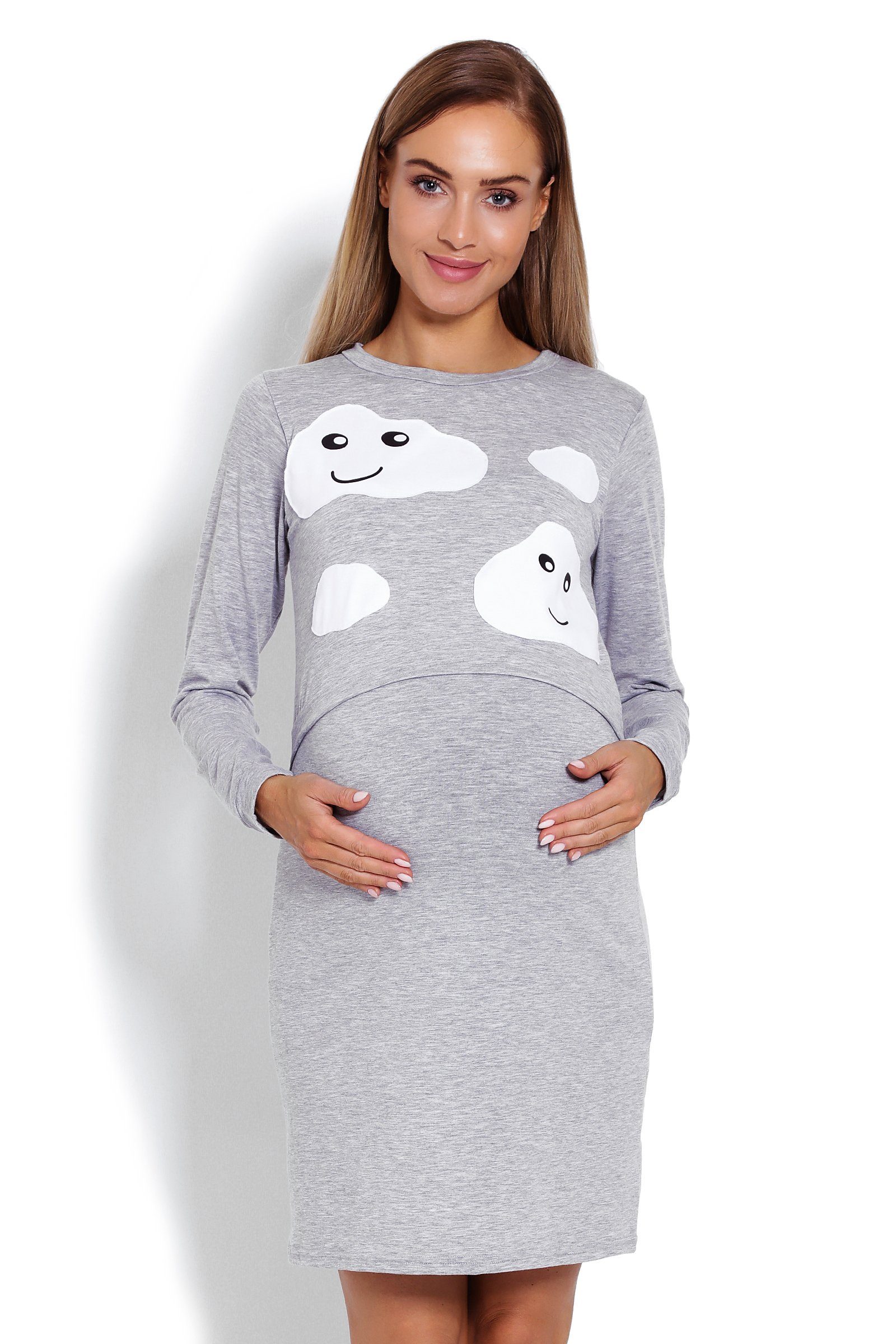 PeeKaBoo Umstandsnachthemd Stillnachthemd Schwangerschaft grau Stillen Nachthemd