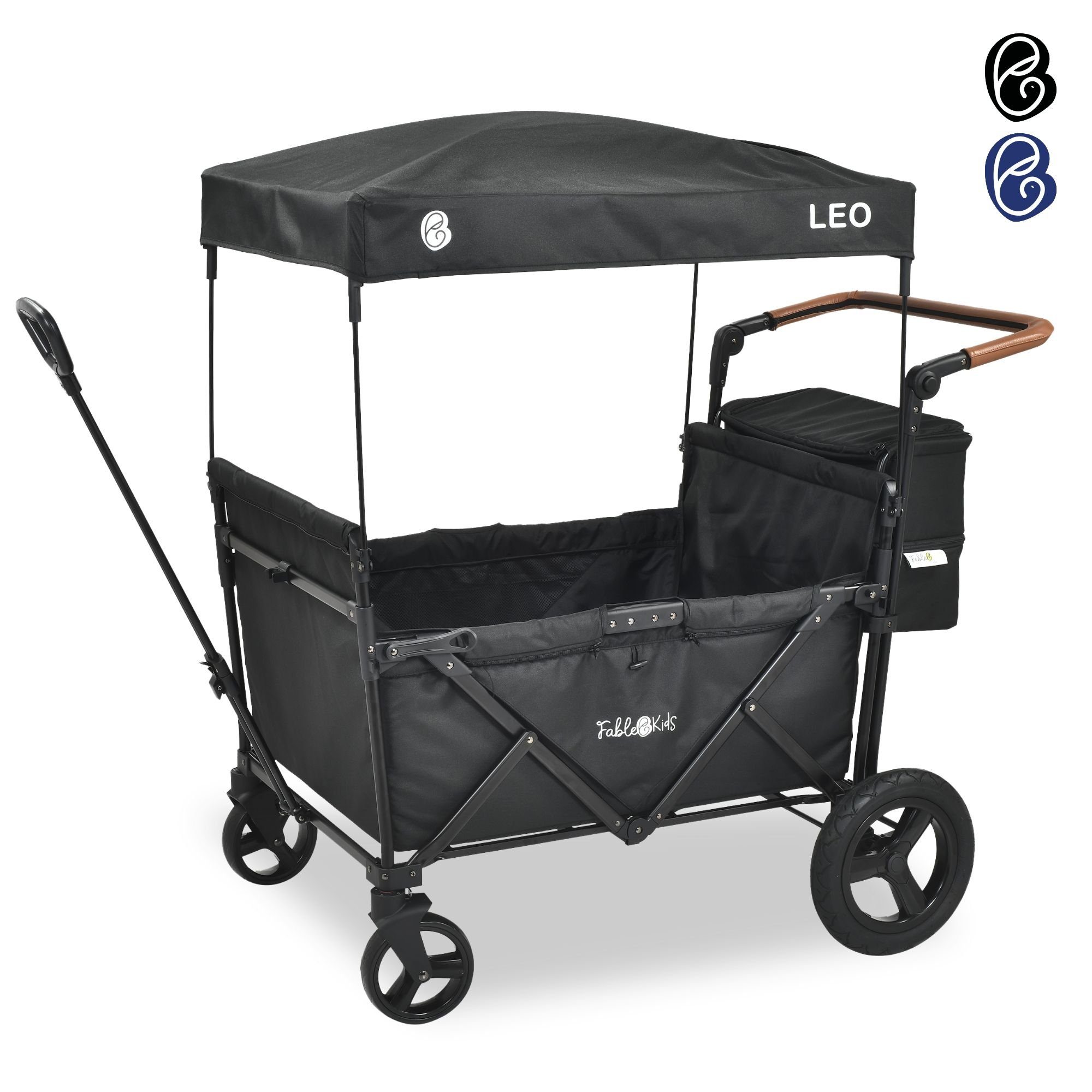 FableKids Bollerwagen Bollerwagen LEO X4Plus mit Dach faltbarer Transportwagen 3 Farben (Stück, Onxy Schwarz)