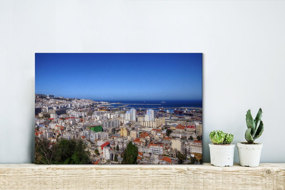 OneMillionCanvasses® Leinwandbild Blauer Himmel über Wanddeko, (1 Stadt der Algier, Wandbild 30x20 St), cm algerischen Aufhängefertig, Leinwandbilder