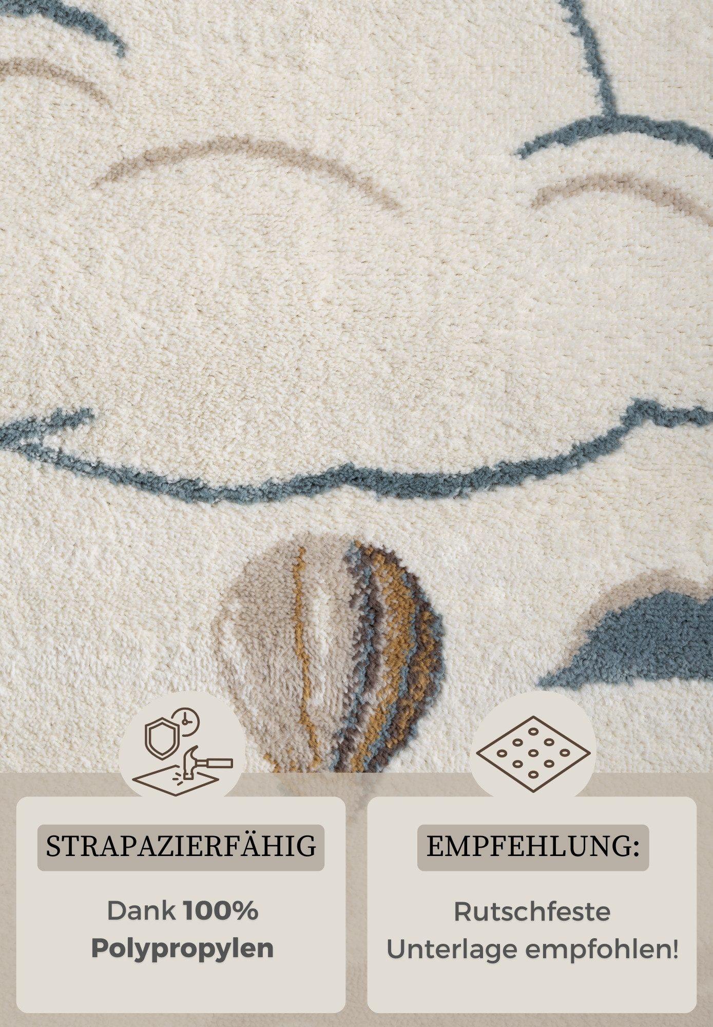 HANSE Home Kinderteppich Hot Air Ballon, rechteckig, Höhe: 8 mm, Spielteppich, fest, Kinderzimmer, Kurzflor, Spielunterlage