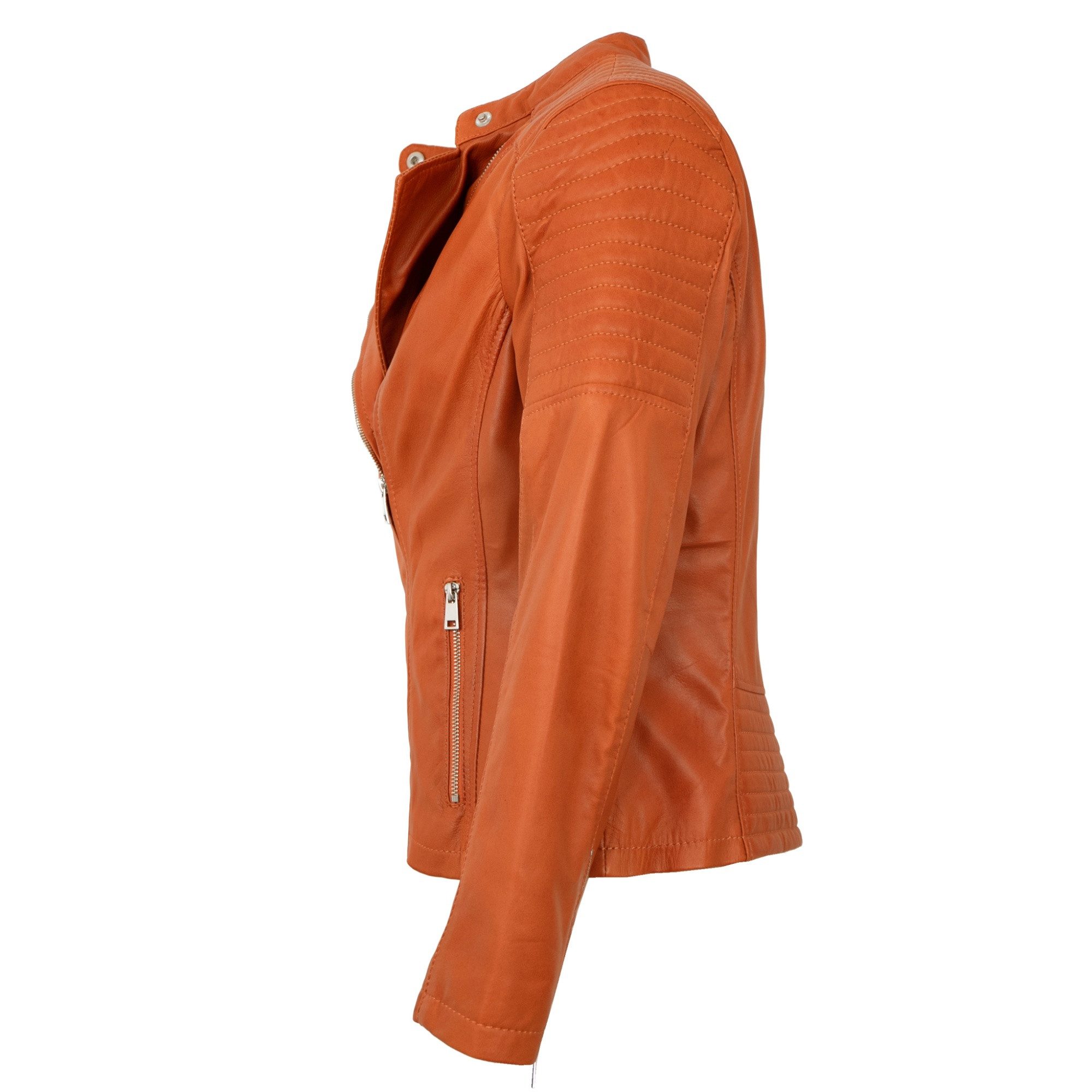 Morena Lederjacke Quina-E Morena - Damen Lederjacke Lammnappa Bikerjacke orange
