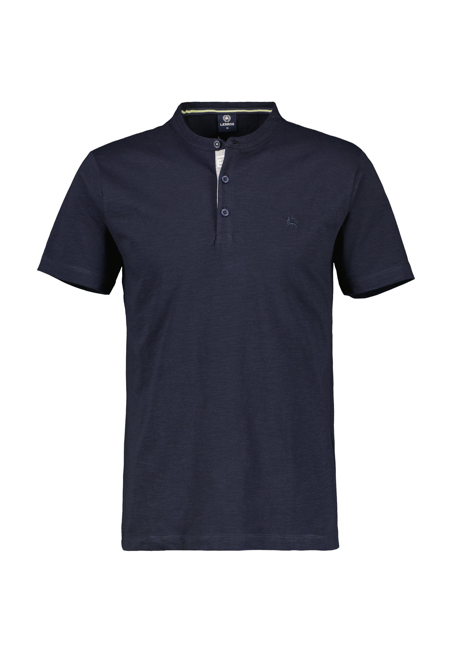 LERROS NAVY Strukturqualitäit Kurzarmshirt CLASSIC Serafino-Shirt in LERROS