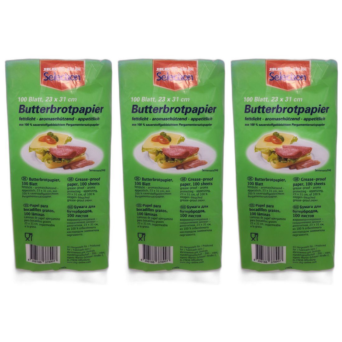 Selection Brotkasten 3 x Selection Butterbrotpapapier 100 Blatt