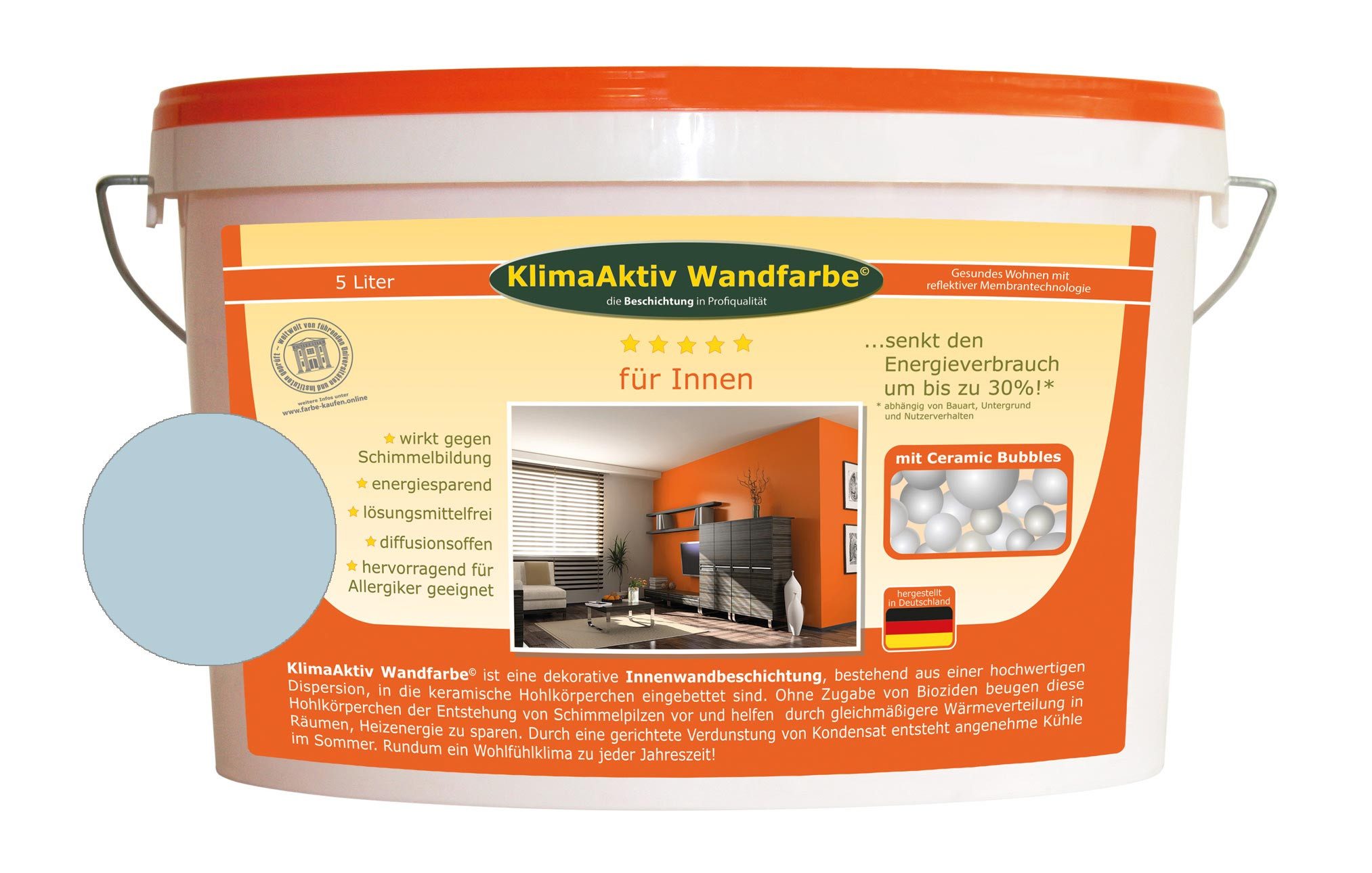 KlimaAktiv Wandfarbe Wandfarbe, Energiesparfarbe, VOC-arm, matt