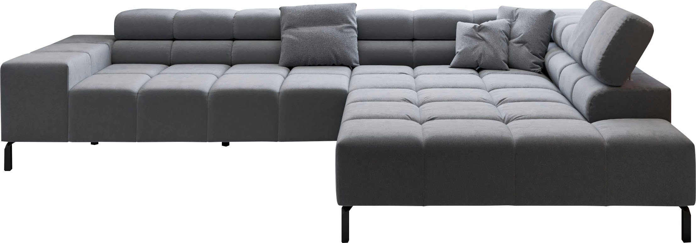 Neues Modell INOSIGN Ecksofa Ancona New, mit Sitzbereich, Kopfteilverstellung, im 3 Zierkissen feine Steppung