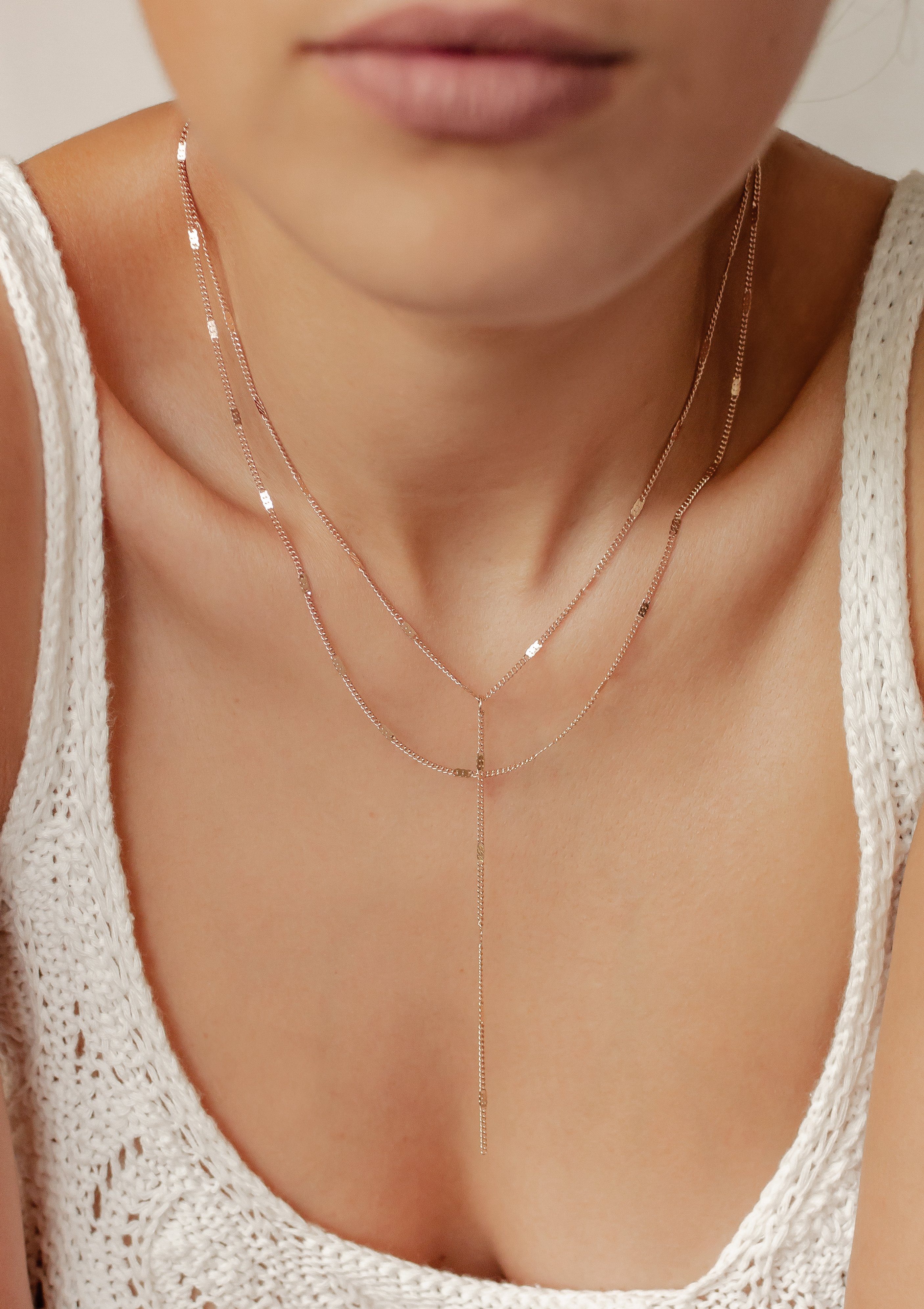 Hey Happiness Y-Kette Layer Kette Mehrreihig, Edelstahl Damen Halskette Las günstig online kaufen