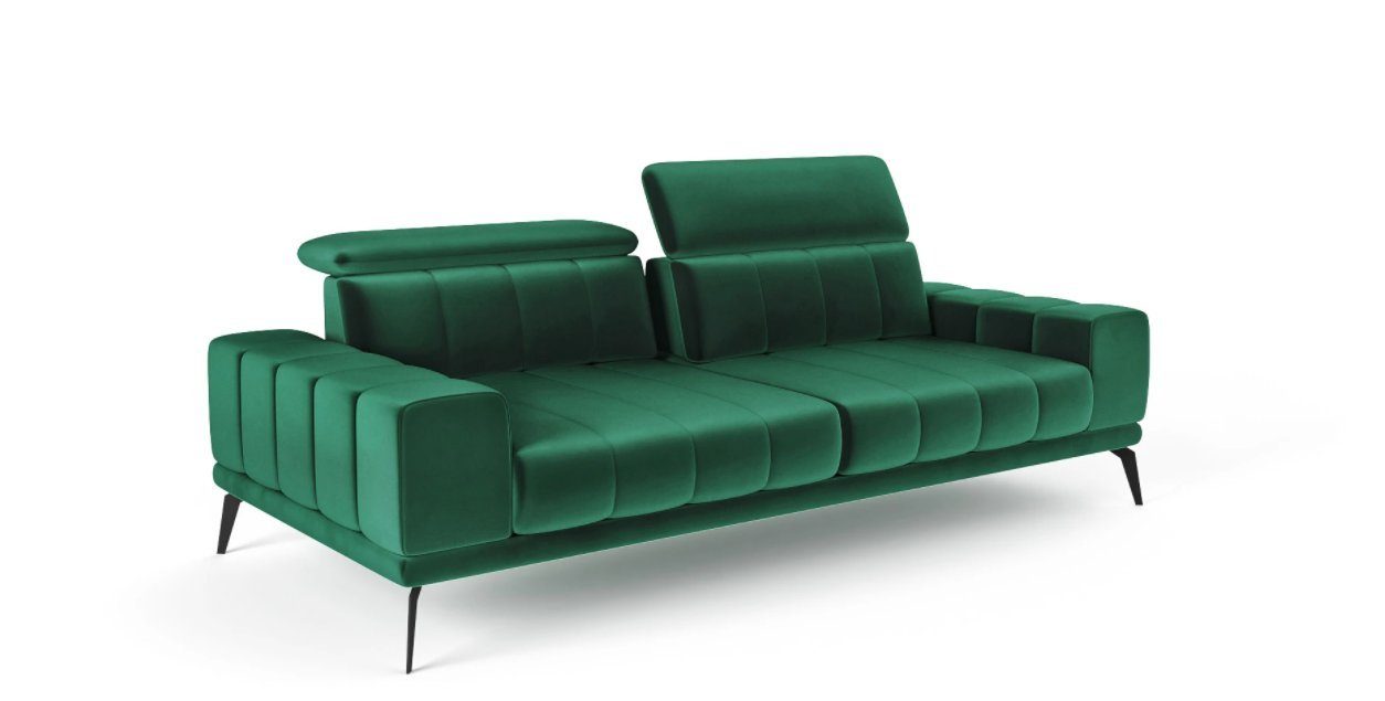 3-Sitzer Dreisitzer Siblo Sofa Metallfüße 3-Sitzer - Grün - Sofa 3 Salvio Modernes