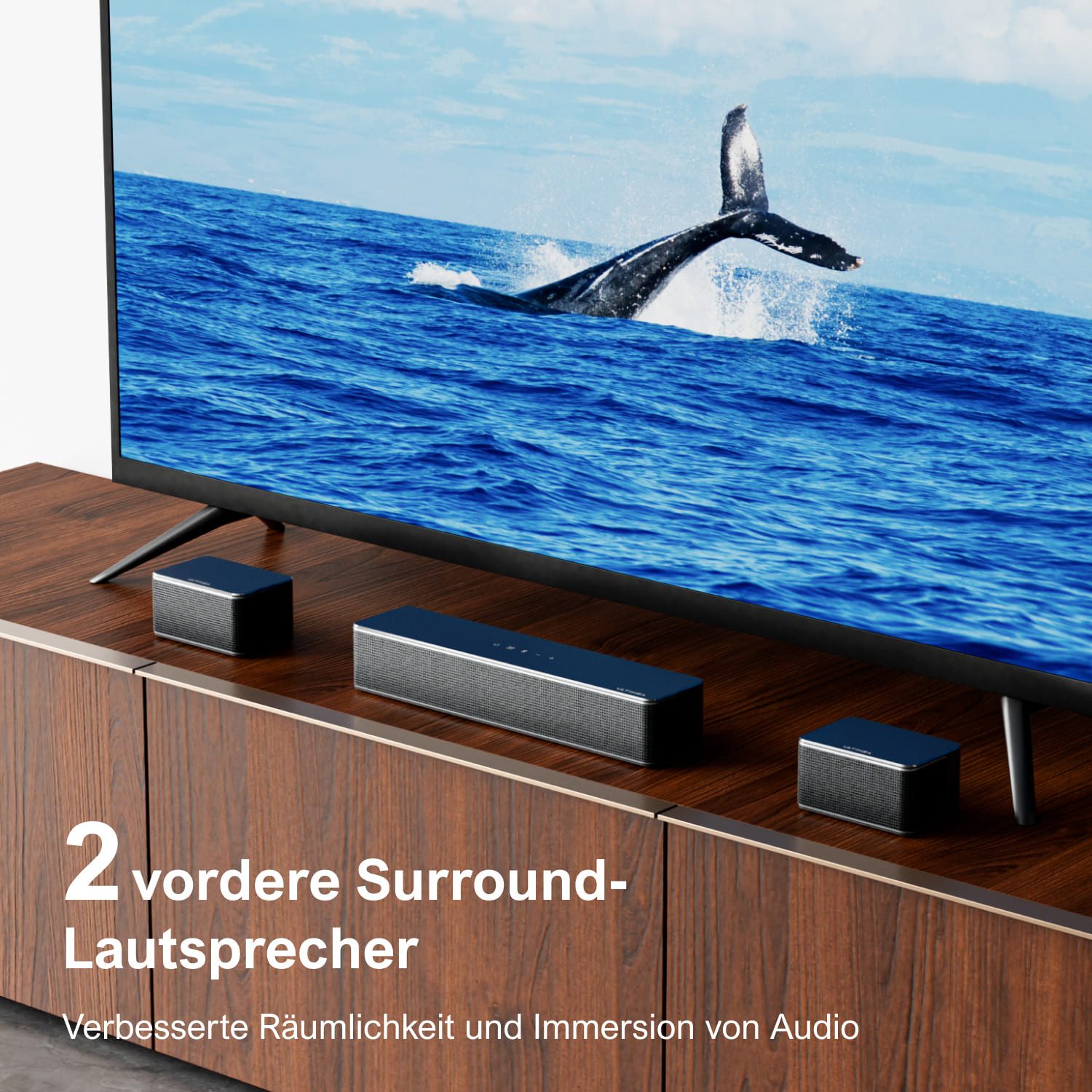 Ultimea Poseidon D70 Soundbar 7.1 Virtual Surround Sound (6,5'' kabelloser Subwoofer für TV, 410 W, 4 kabelgebundene Surround-Lautsprecher, App-Steuerung)