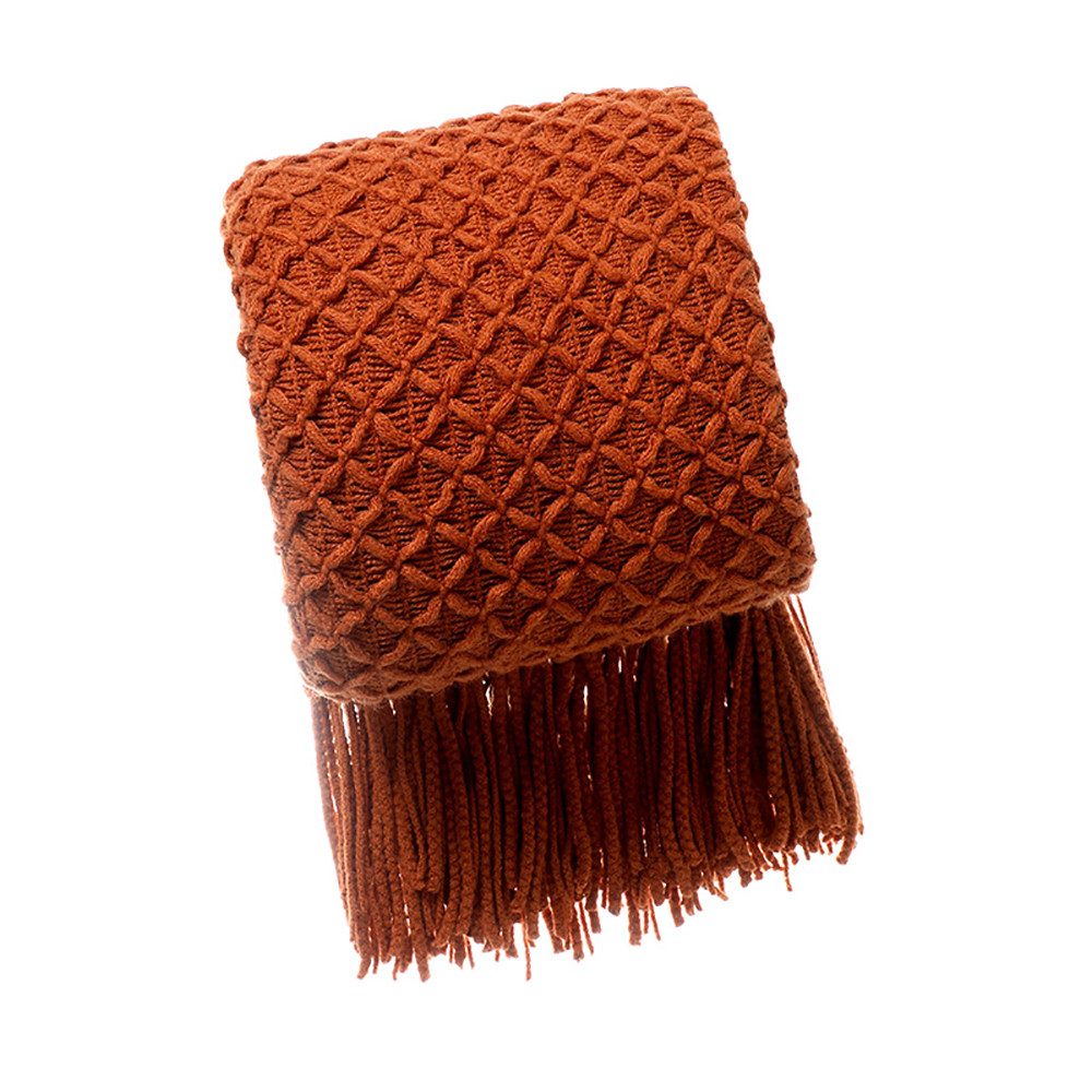 Wohndecke Boho-Strickdecke für Sofa, Sessel und Bett, weiche und gemütliche, FOUORTUNATE-BEE, Wohndecke für Frühling, Sommer und Herbst, …
