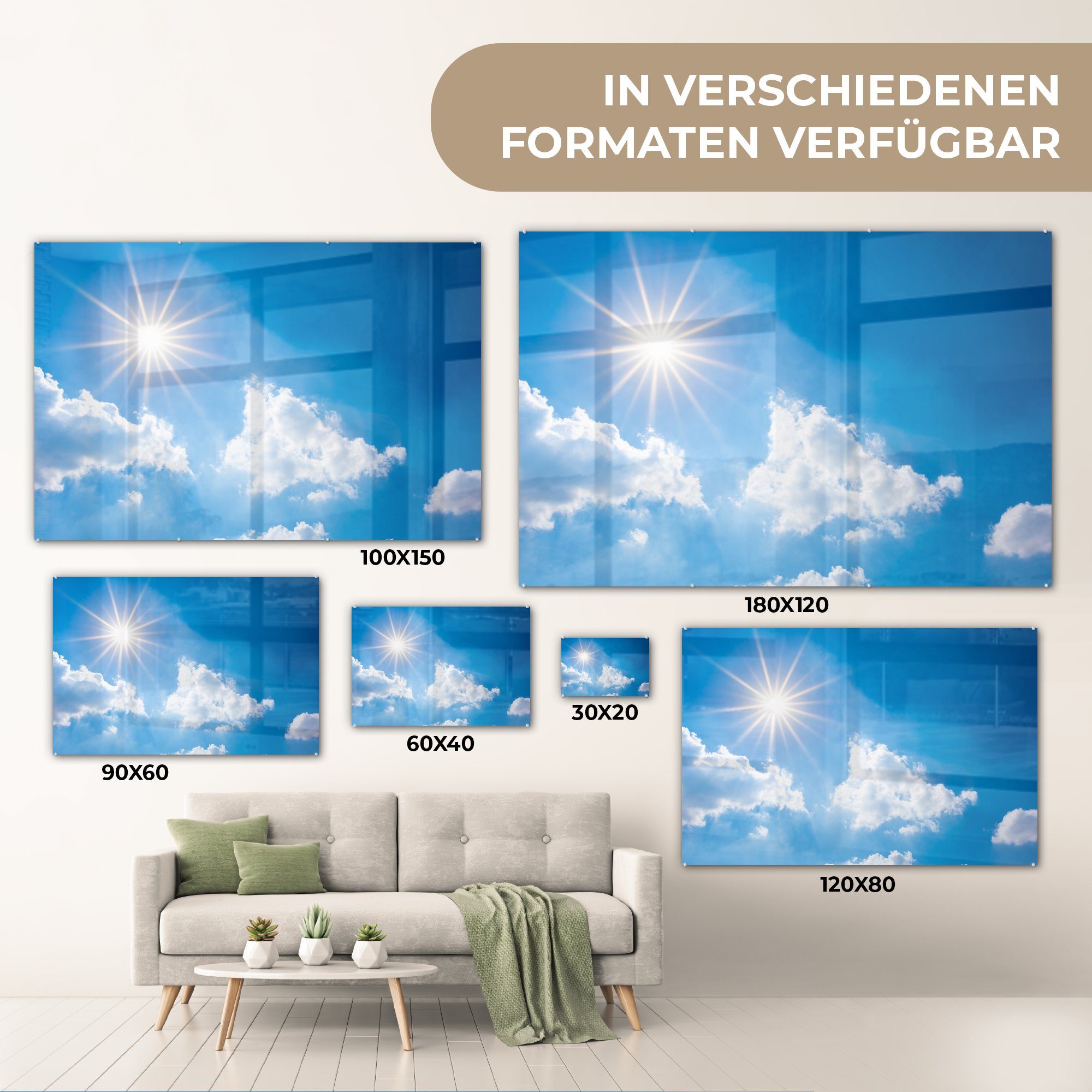 (1 Sommer, - - Sonne MuchoWow St), Acrylglasbilder & Acrylglasbild Wolken Schlafzimmer Wohnzimmer