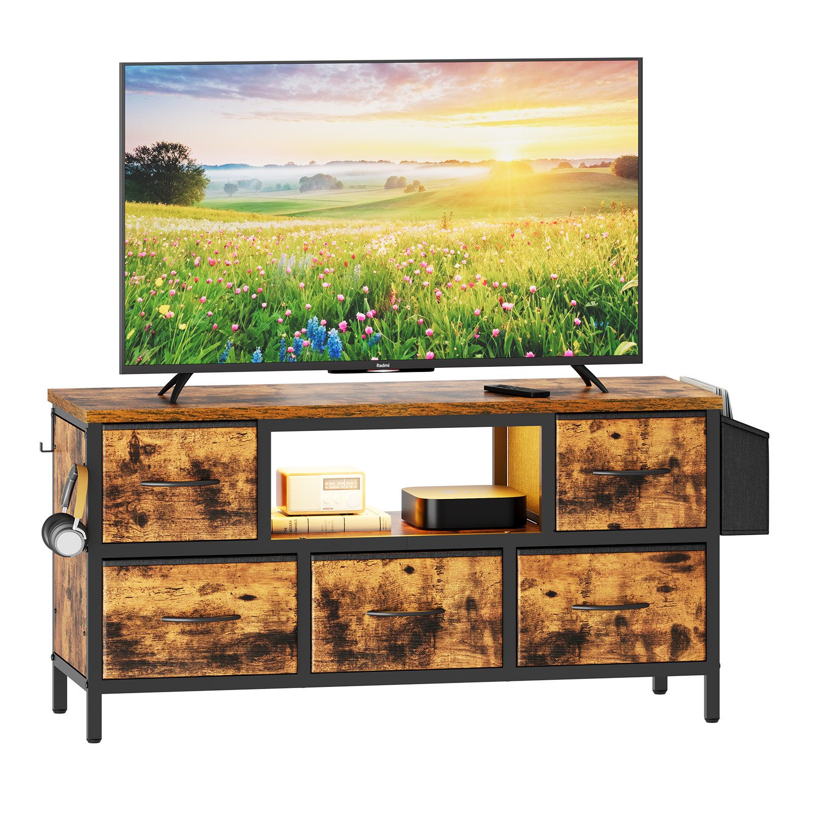 Dripex Lowboard TV Schrank für Fernseher mit LED und Schubladen und offenen günstig online kaufen