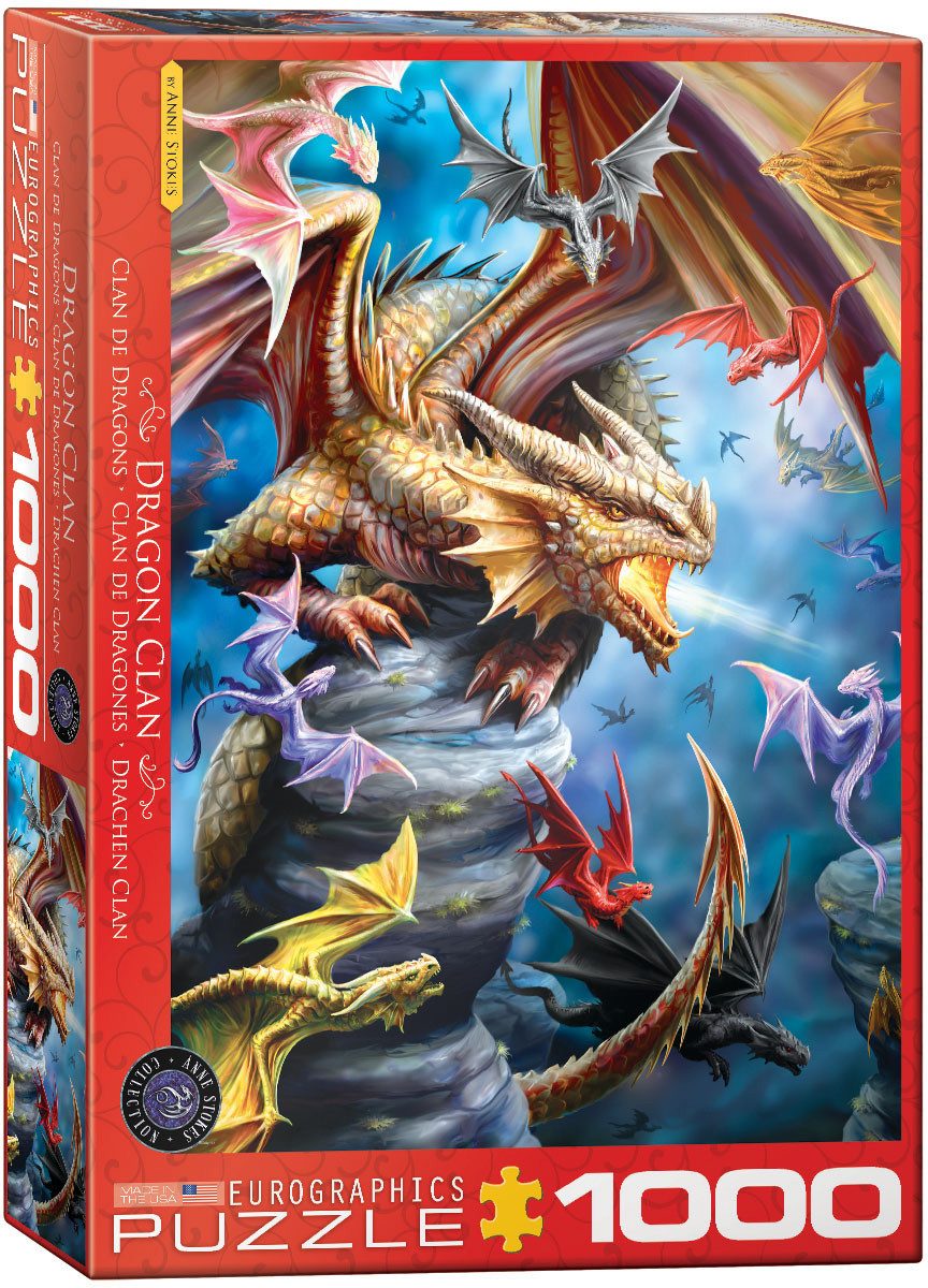 Puzzle 1000 Teile Puzzle - Puzzle - Der Drachenclan von Anne Stokes, Puzzleteile