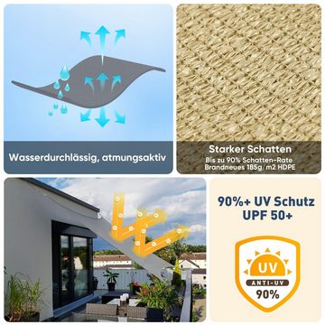 Sekey Sonnensegel Sonnensegel HDPE Sonnenschutzsegel mit Seilen