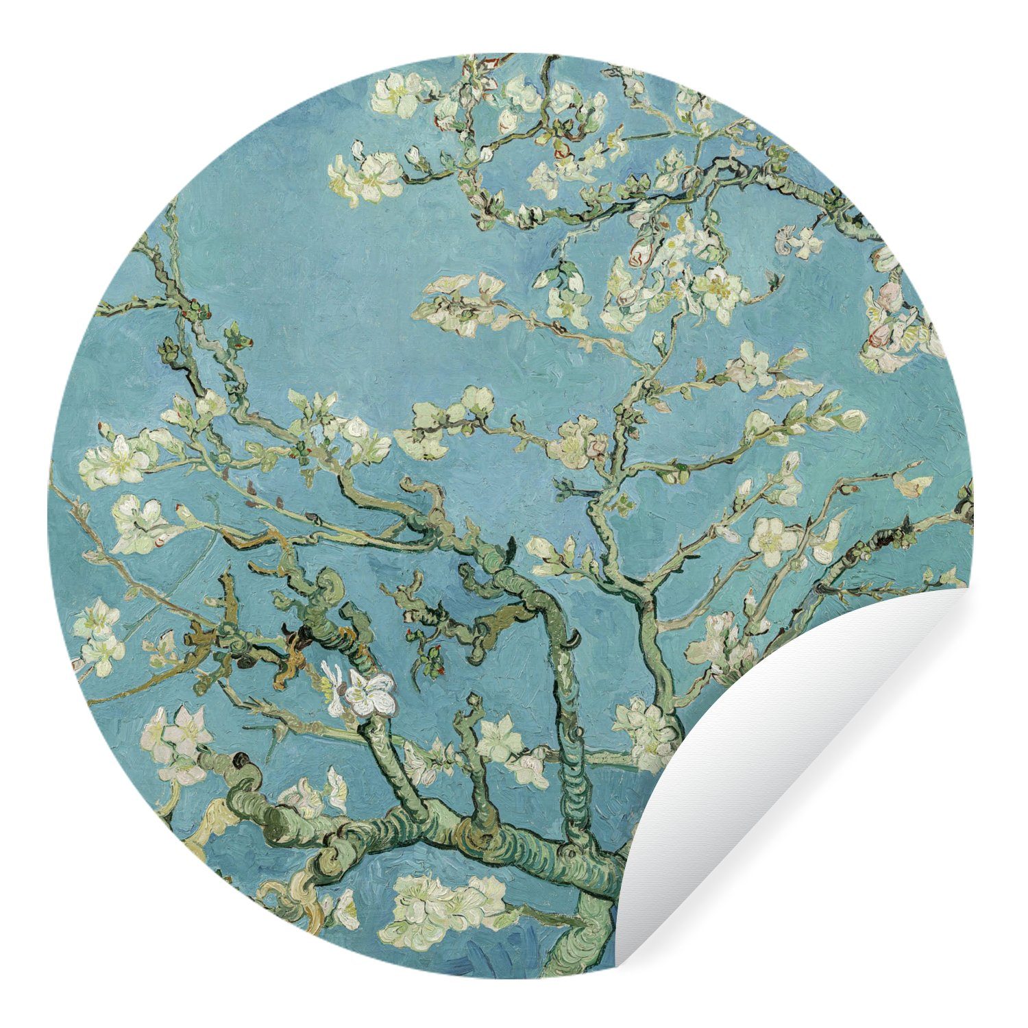 MuchoWow Wandsticker Van Gogh - Mandelblüte - Alte Meister - Kunst - Vintage (1 St), Wandtattoo Selbstklebend, Wohnzimmer Deko Aufkleber, 30x30 cm