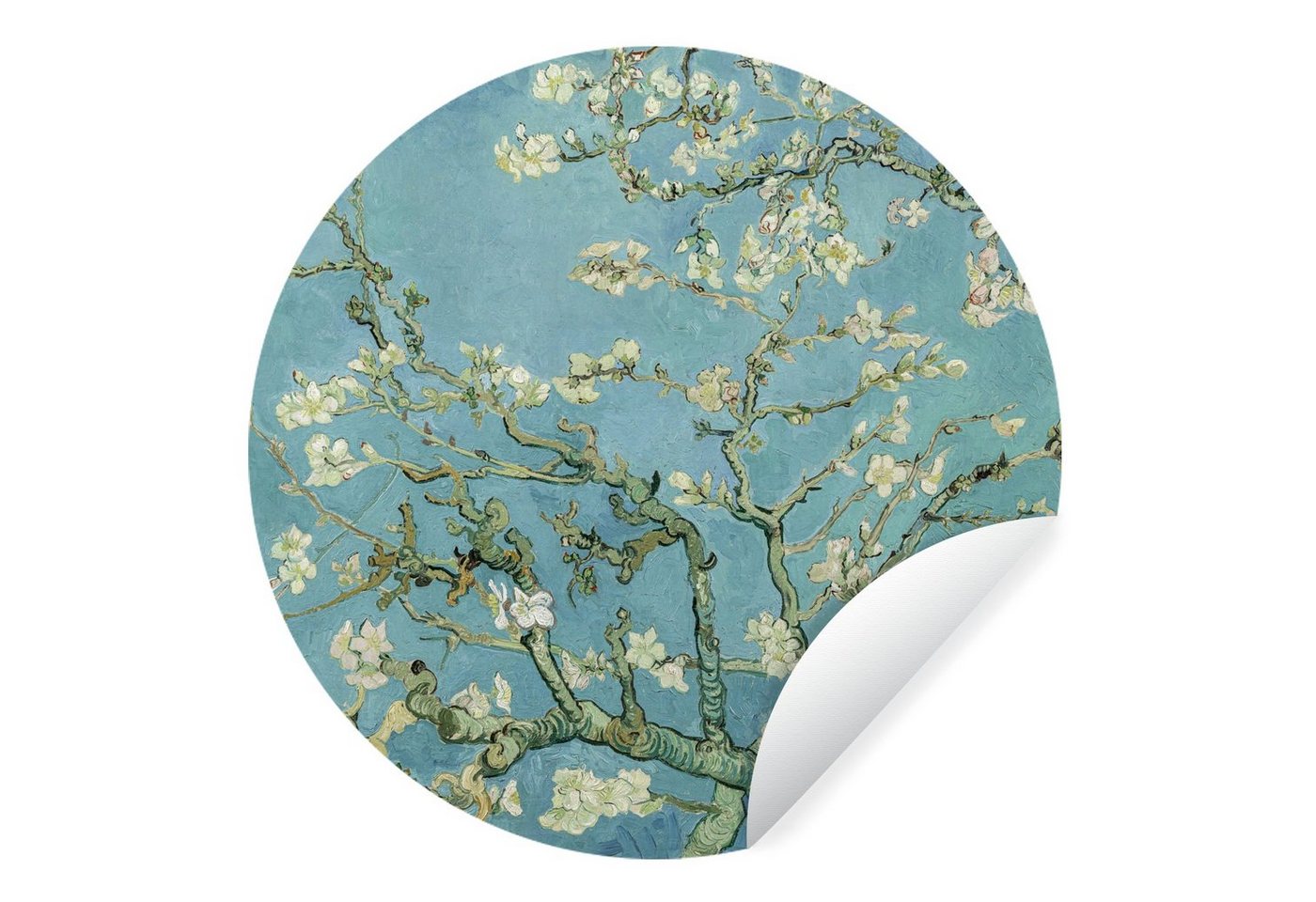 MuchoWow Wandsticker Van Gogh - Mandelblüte - Alte Meister - Kunst - Vintage (1 St), Wandtattoo Selbstklebend, Wohnzimmer Deko Aufkleber, 30x30 cm
