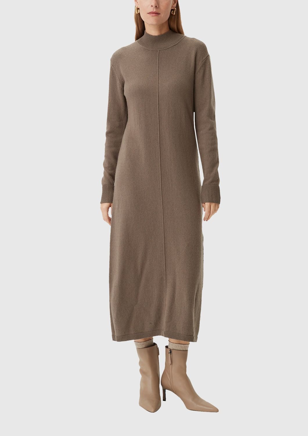 comma Maxikleid (1-tlg) langarm, Stehkragen, Ziernaht