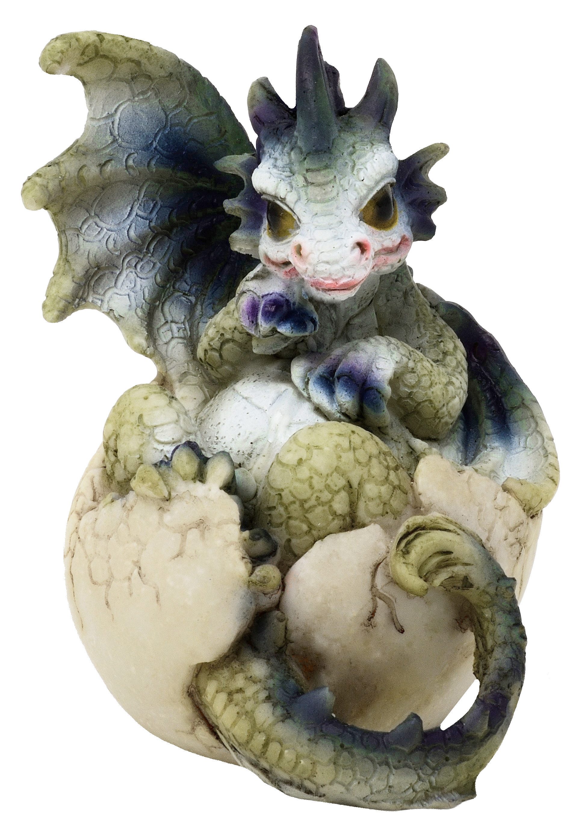 MystiCalls Fantasy-Figur Drache schlüpft aus Ei Drachenei Fantasy Figur Drachenfigur (1 St), Perfektes Geschenk für jeden Anlass - Geburtstag, Weihnachten