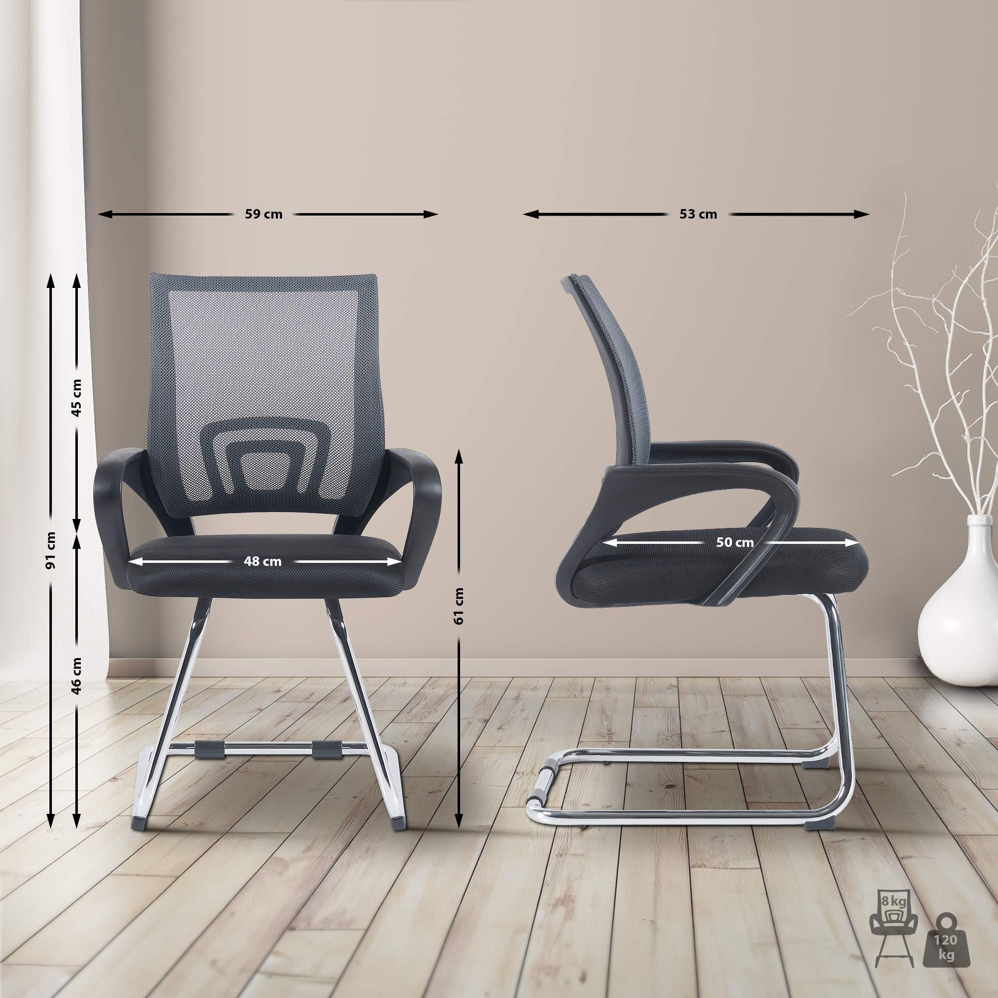 CLP Besucherstuhl Eureka, Freischwinger mit Stoff- und Netzbezug günstig online kaufen