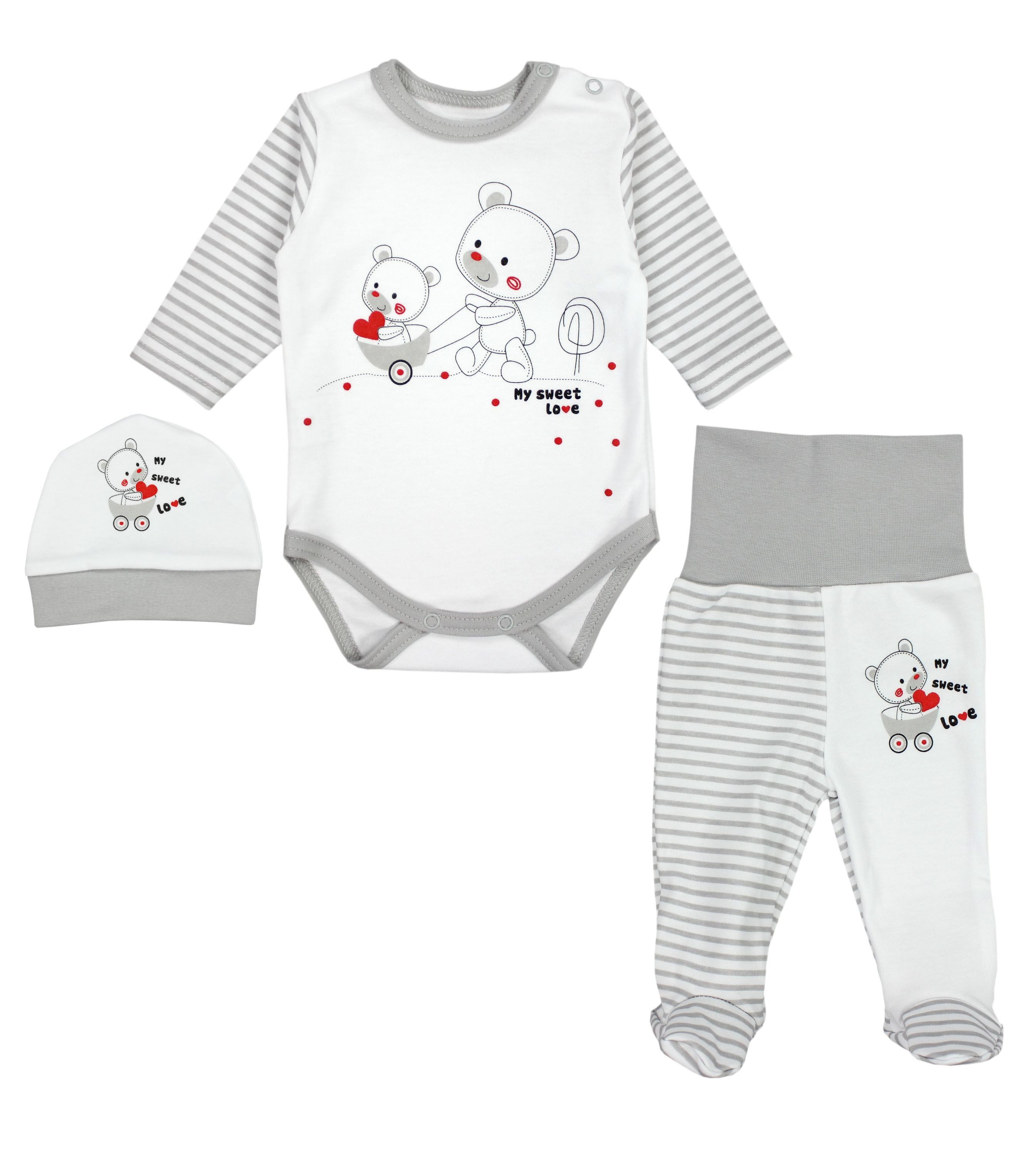 TupTam Langarmbody Baby Mädchen Jungen Bekleidungsset Langarmbody Hose Mütze mit Spruch