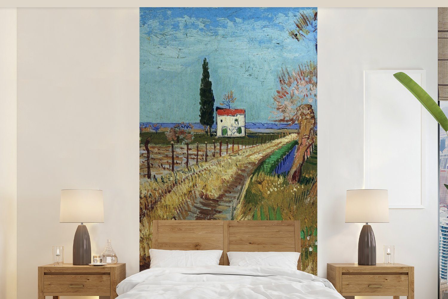 MuchoWow Fototapete Weg durch ein Weidenfeld - Vincent van Gogh, Matt, bedruckt, (2 St), Vliestapete für Wohnzimmer Schlafzimmer Küche, Fototapete