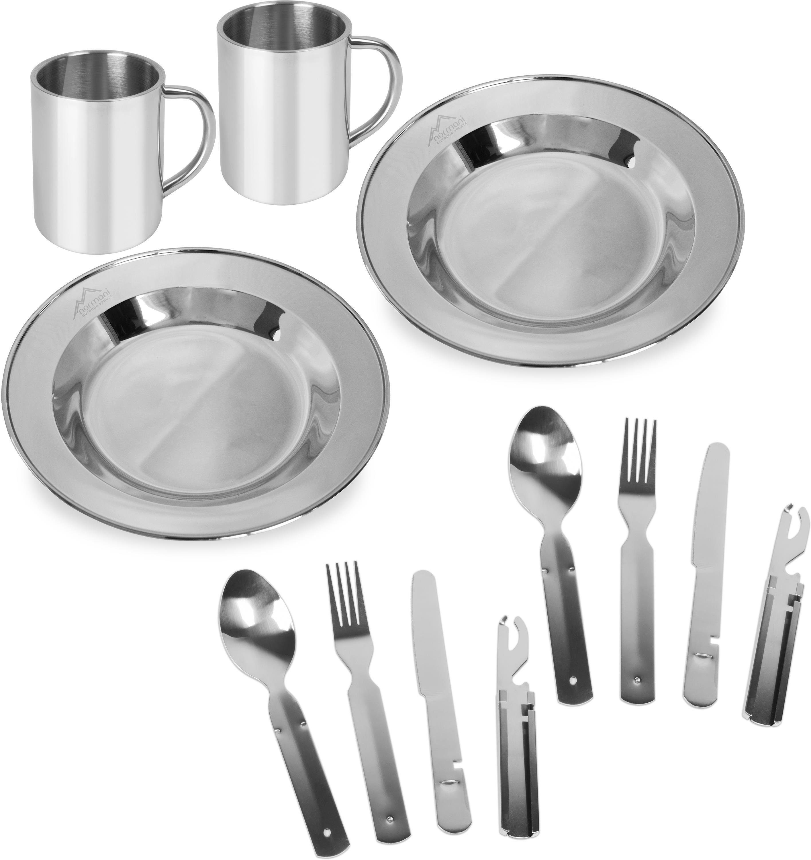 Camping Lebensmittelecht Kochgeschirr (14-tlg), - Camping Geschirr-Set Geschirr und Geschirr Besteck Outdoor 2 500ml für normani Essgeschirr - Personen Edelstahl, Rostfrei Outdoor Set