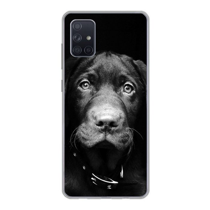 MuchoWow Handyhülle Hund - Leicht - Schwarz Phone Case Handyhülle Samsung Galaxy A71 Silikon Schutzhülle
