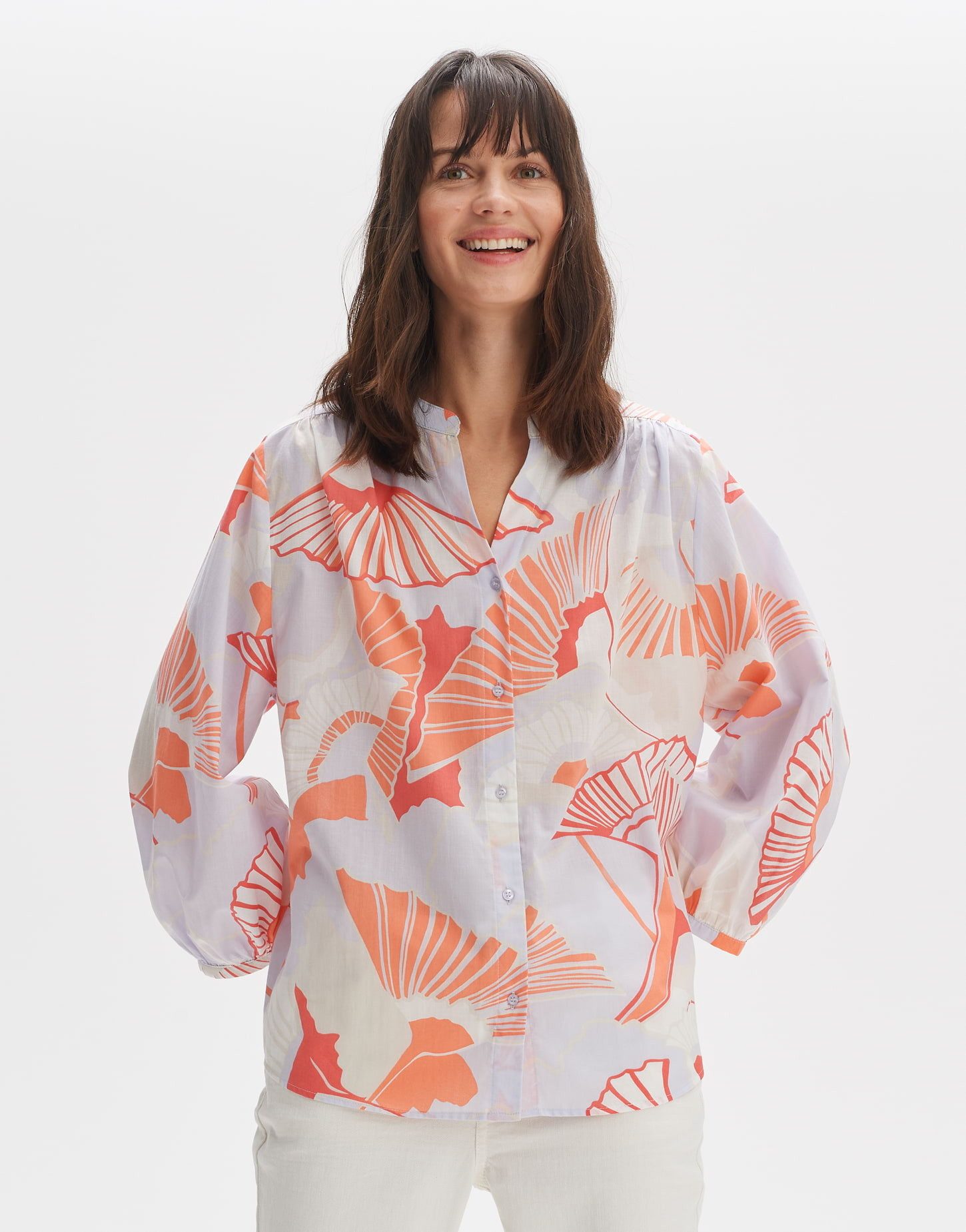 OPUS Langarmbluse OPUS Printbluse Faomi nature O-Form