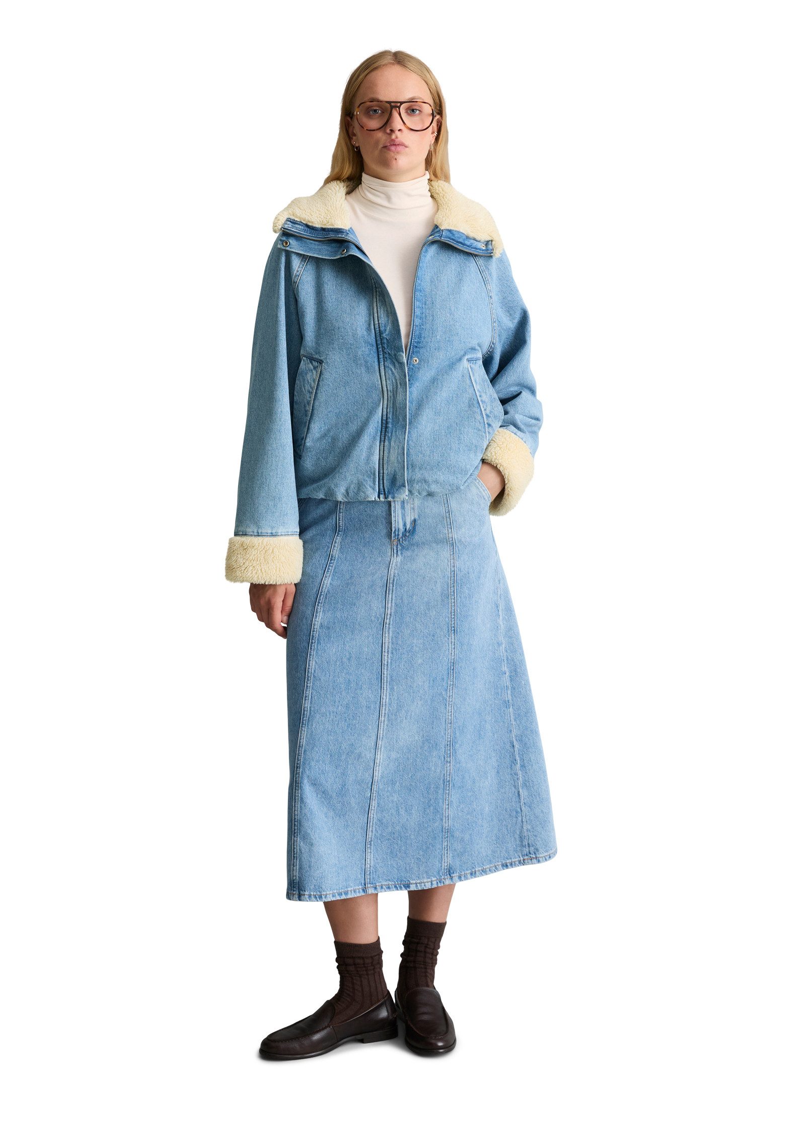 Marc O'Polo DENIM Jeansjacke mit Futter in Lammfell-Optik – Bild 5 von 5