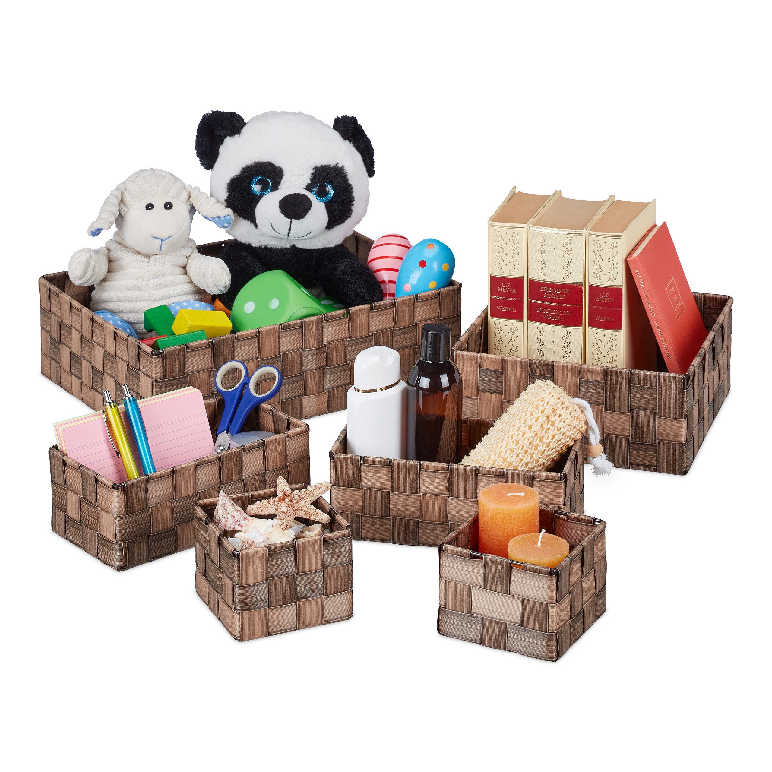 relaxdays Aufbewahrungskorb 6 tlg. Set geflochte, günstig online kaufen