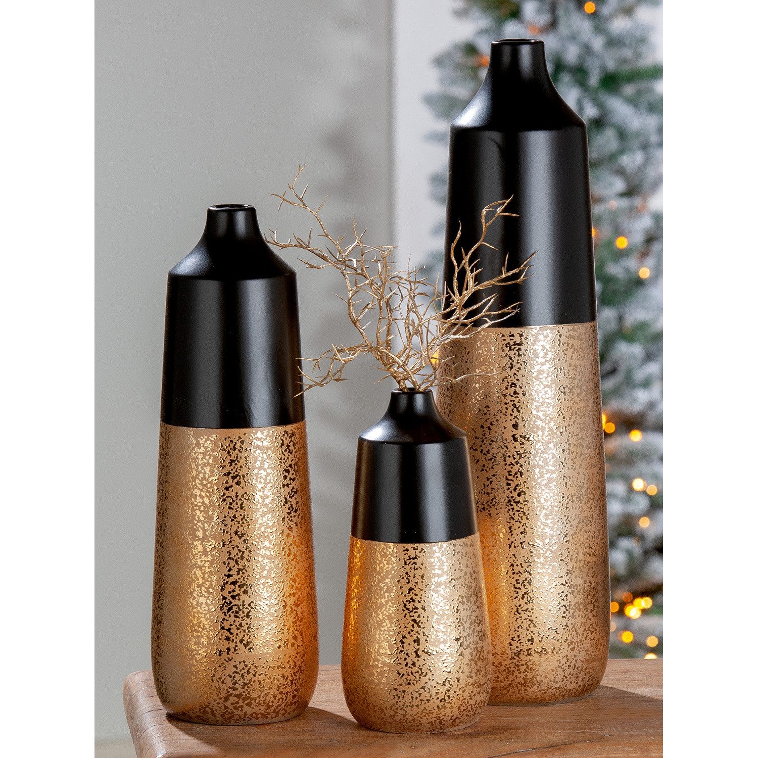 GILDE Dekovase TOMAR Vase - gold - Keramik - H. 49cm x T. 14cm x B. 14cm - günstig online kaufen