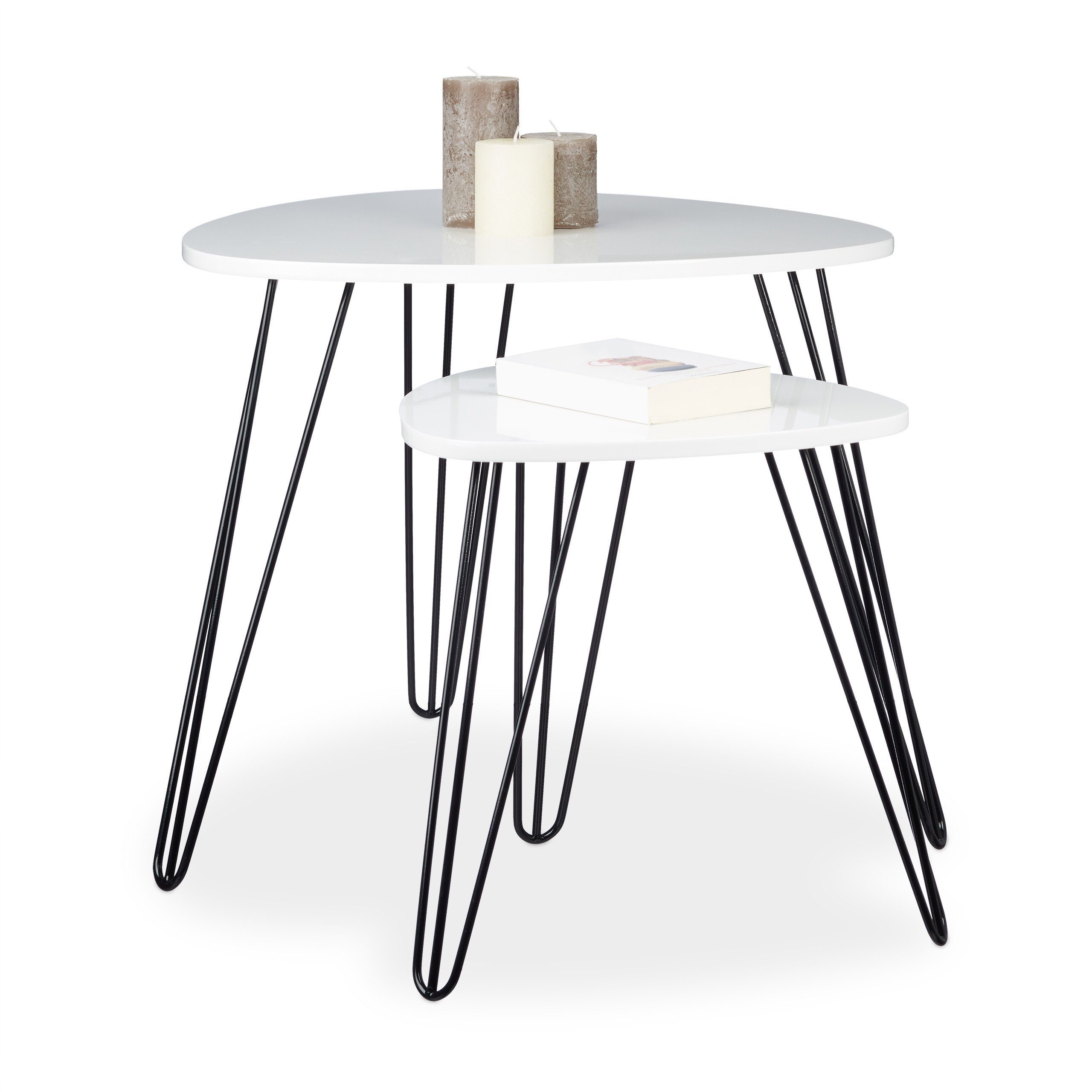 relaxdays Beistelltisch weiß 2er Set, eckig günstig online kaufen