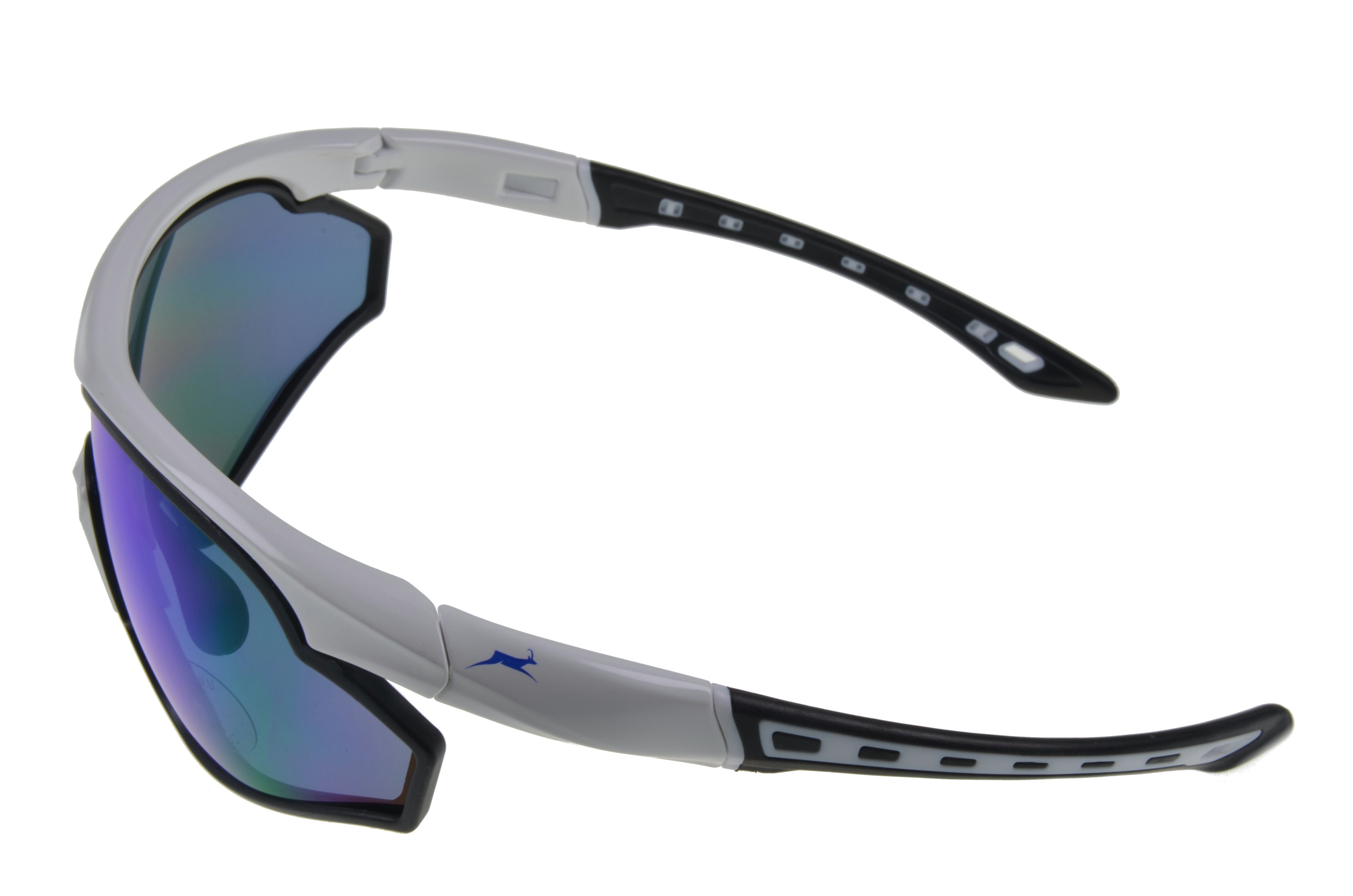 Gamswild Sportbrille UV400 Sonnenbrille Skibrille Fahrradbrille TR90 Damen Herren, Modell WS7534 in weiß, blau, grün