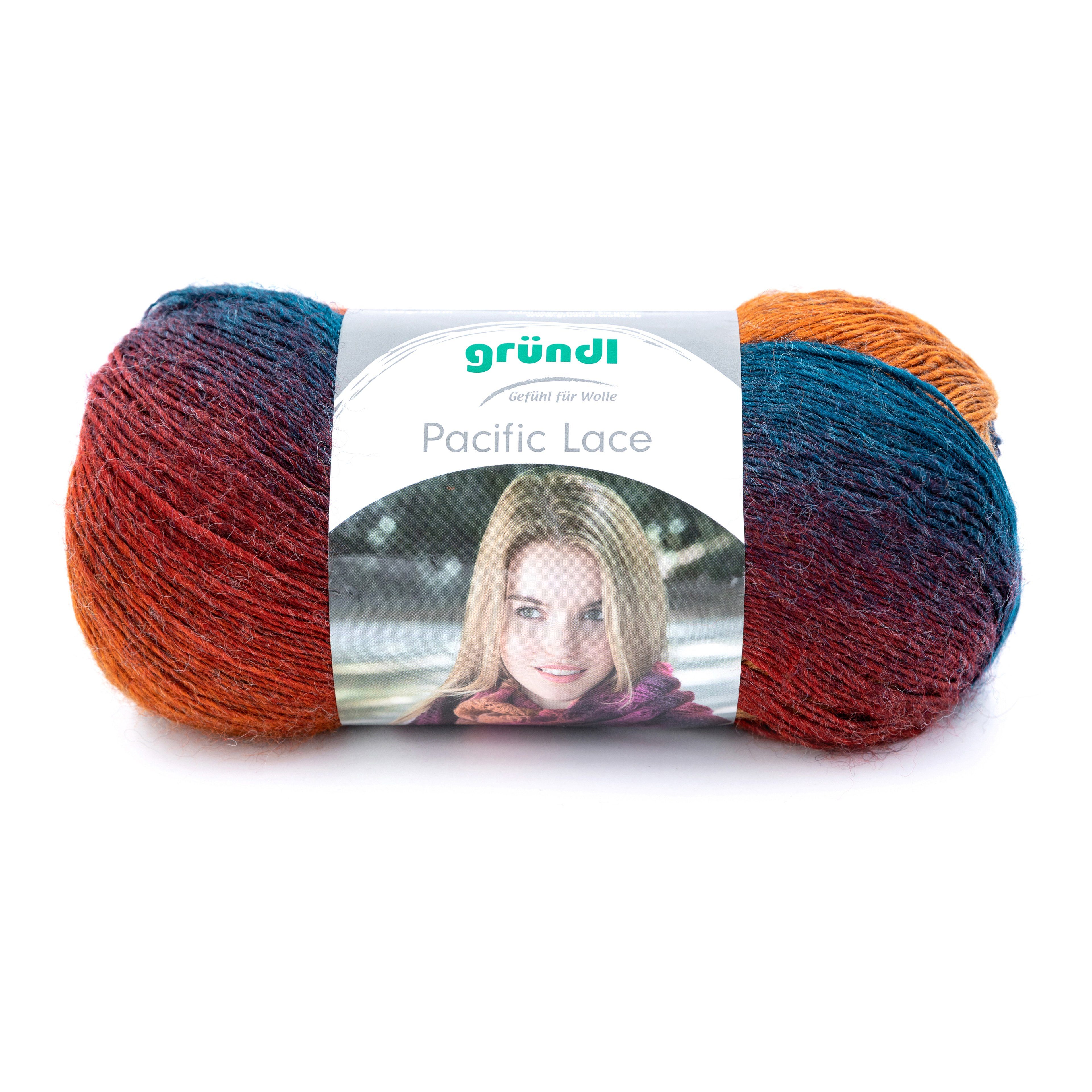 Gründl Wolle Pacific Lace feines Lacegarn zum Stricken oder Häkeln Häkelwolle, 550,00 m (Lacewolle mit langem fließendem Farbverlauf, Strickgarn, Strickwolle, Handstrickgarn)