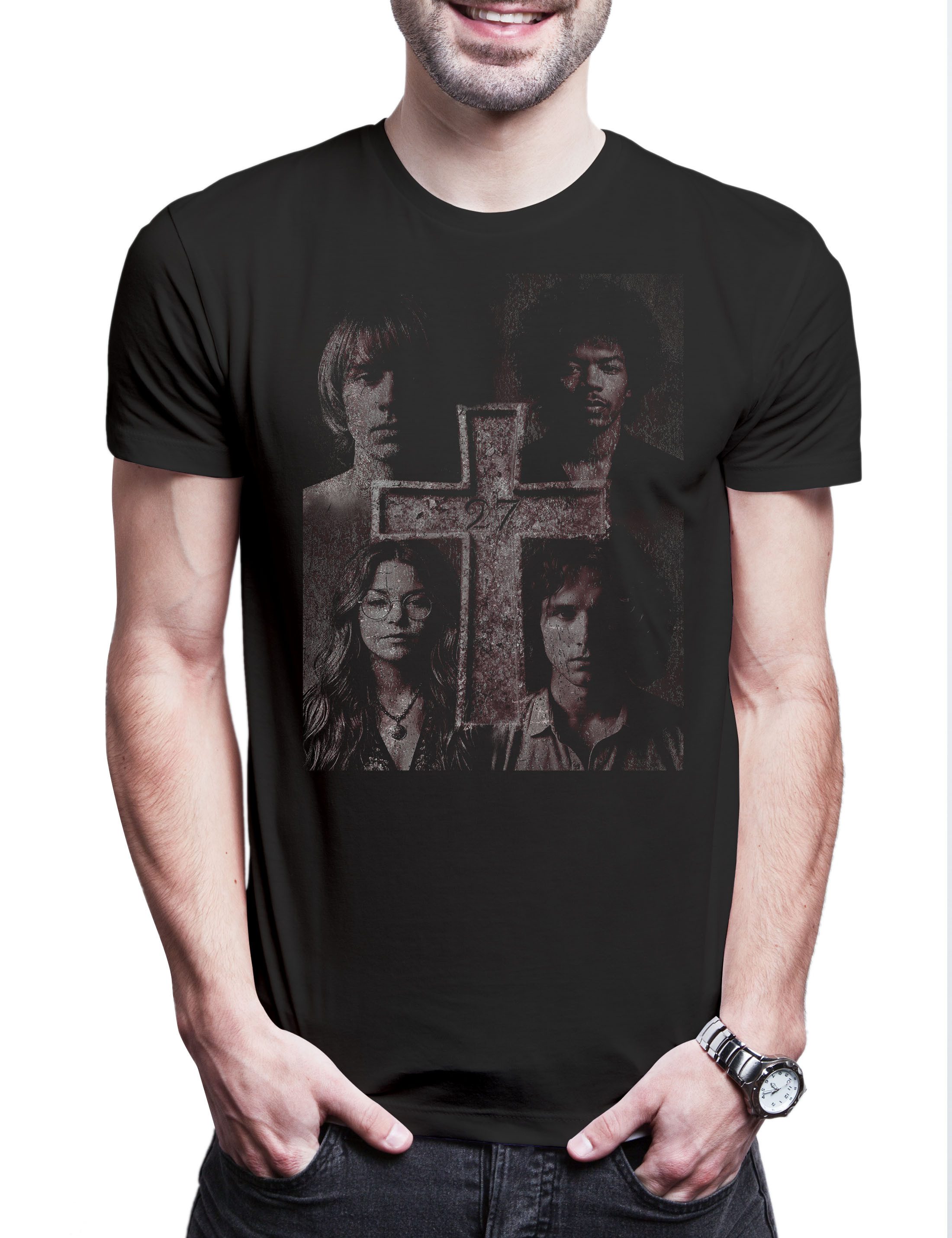 Urban Backwoods Print-Shirt 27 Club 2 Herren T-Shirt Music Legends Rock Icons Morrison Hendrix (1-tlg) Joplin Cobain Brian Jones