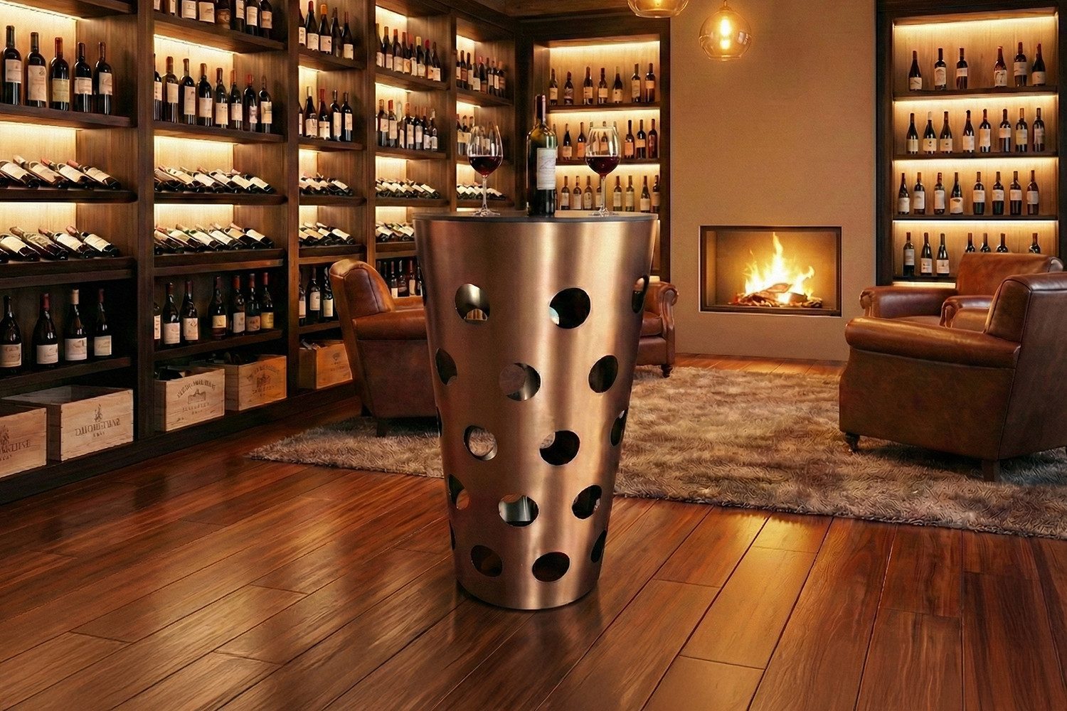 KAWOLA Bartisch VINO – Stehtisch Dubbeglas Design – Edelstahl – Keramikplatte, High-End-Keramik, ca. 111 cm Höhe, moderner Bar- & Wohnstil