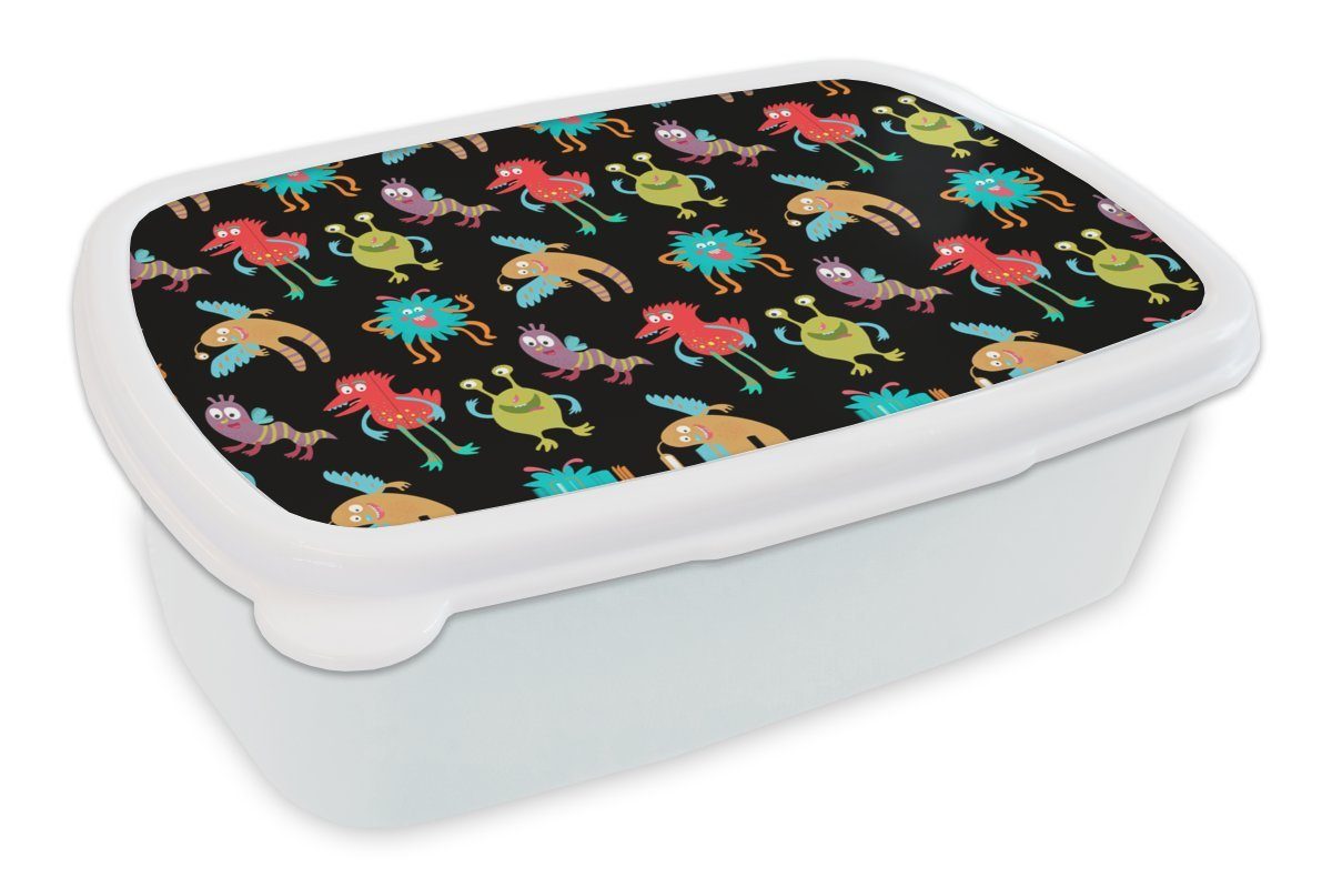MuchoWow Lunchbox Design - Monster - Kinder - Farbe, Kunststoff, (2-tlg), Brotbox für Kinder und Erwachsene, Brotdose, für Jungs und Mädchen weiß