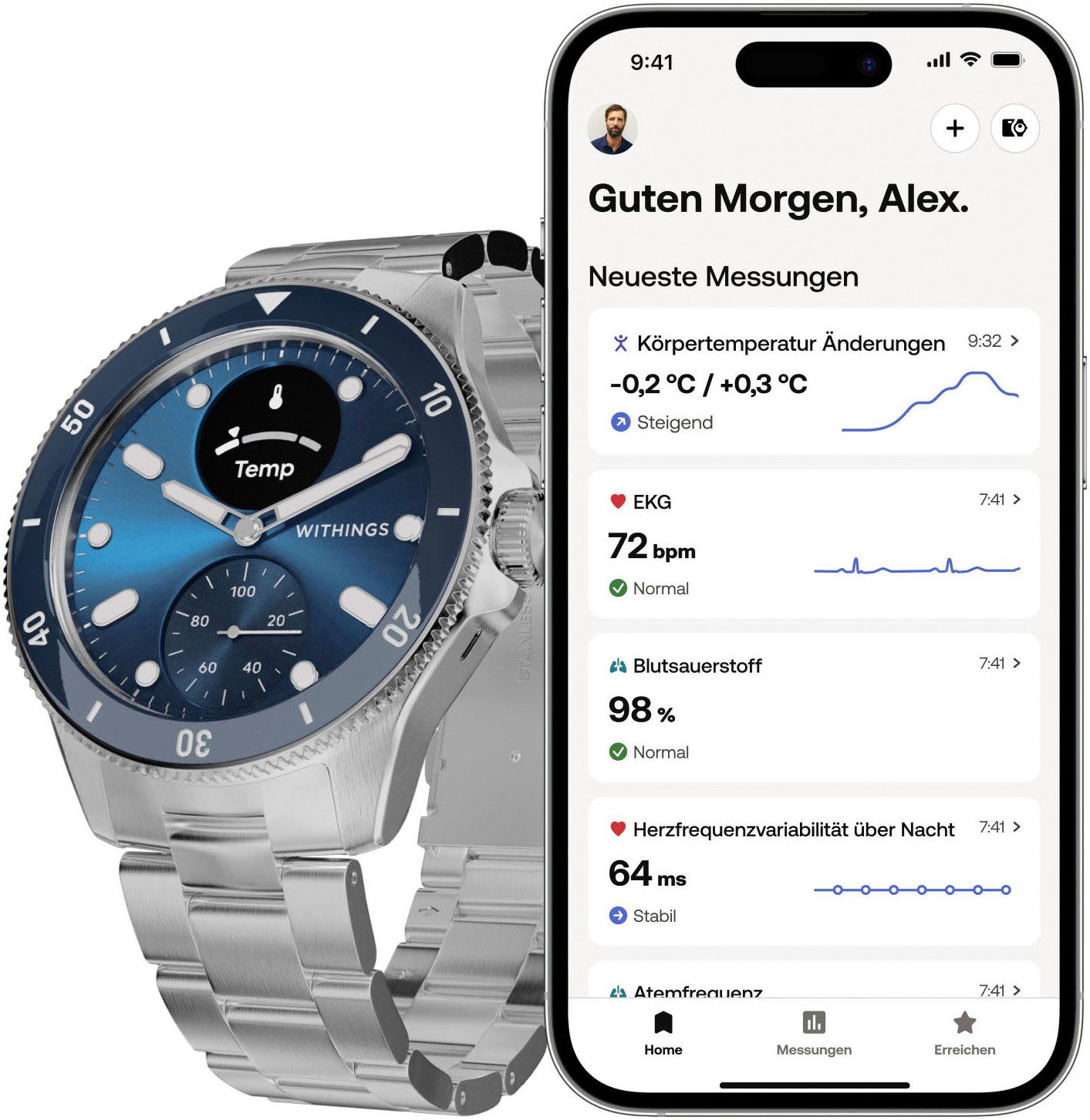 Withings ScanWatch Nova 42mm, bis 35 Tage Akku, Wasserdicht bis 100 M Smartwatch (1.6 cm/0.63 Zoll), luxuriöse Hybrid-Smartwatch mit Fitnesstracking u, Gesundheitsmessung