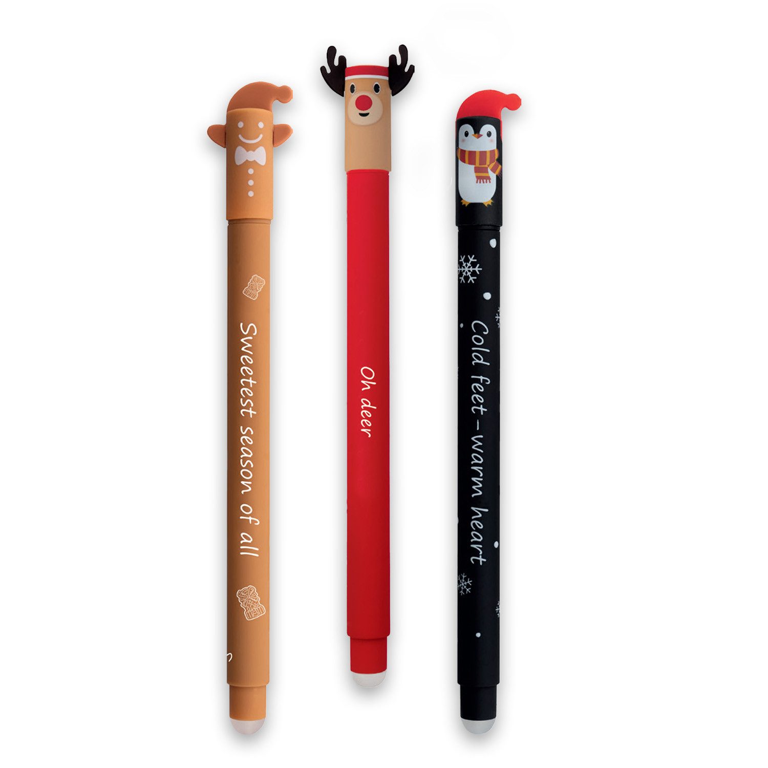 Eberhard Faber Gelschreiber Animal Erase Winterset Pinguin, Lebkuchenmännchen und Rentier