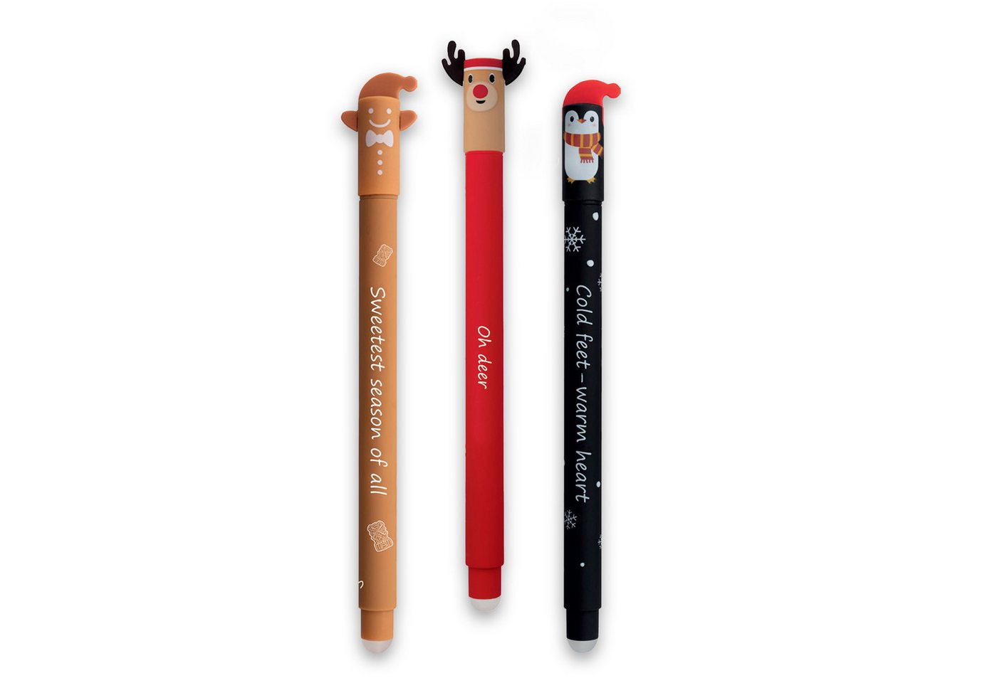 Eberhard Faber Gelschreiber Animal Erase Winterset Pinguin, Lebkuchenmännchen und Rentier