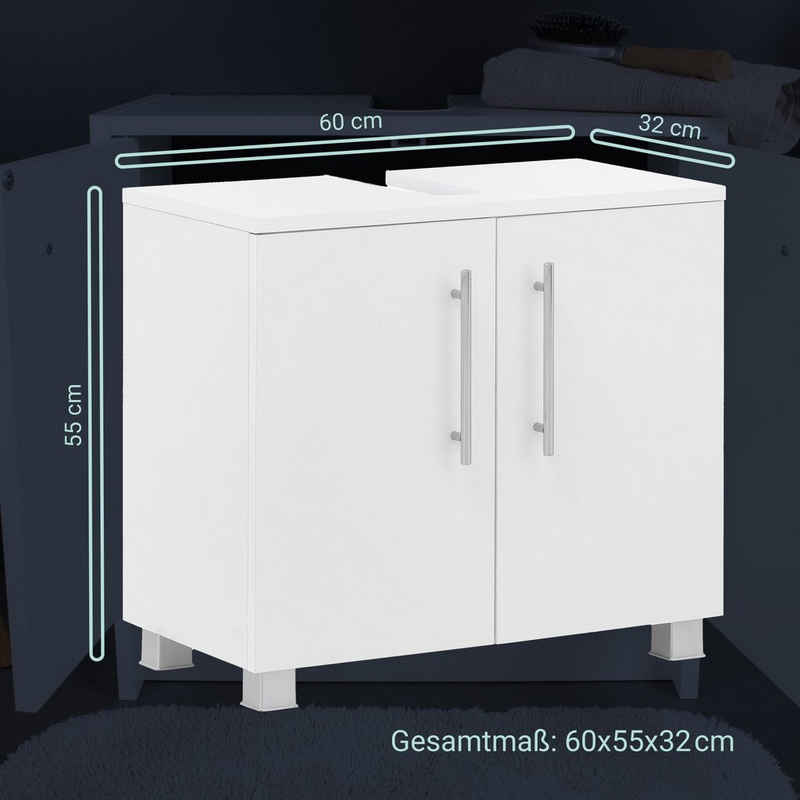 Badmobil Waschbeckenunterschrank CHER Waschbeckenunterschrank in Weiß – 61 cm Breite