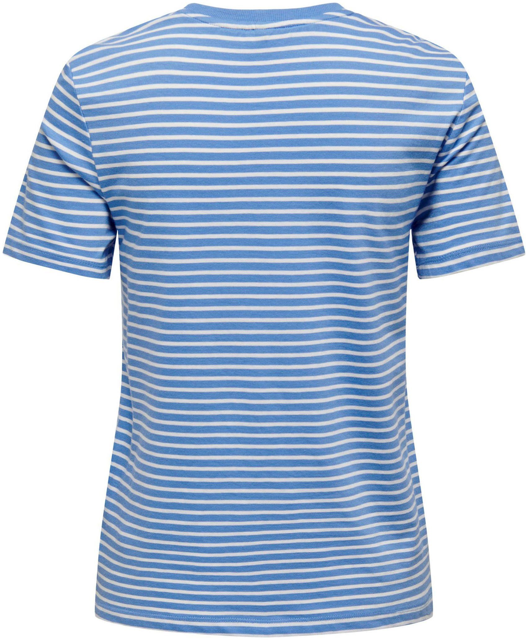 ONLY Rundhalsshirt ONLWEEKDAY (high BOX JRS TOP risk STRIPE love red) REG S/S Provence Print:In