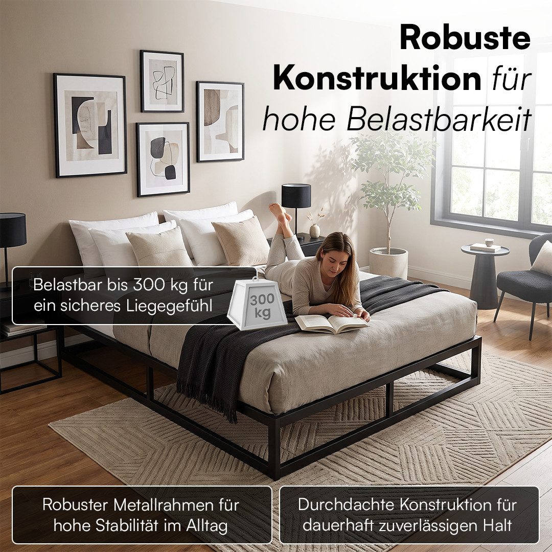 skølm Bettgestell Bragi inkl. Lattenrost (25 cm hoch), Metallbett 140x200 cm, auch verfügbar in 120/160/180x200 – Bild 3 von 5