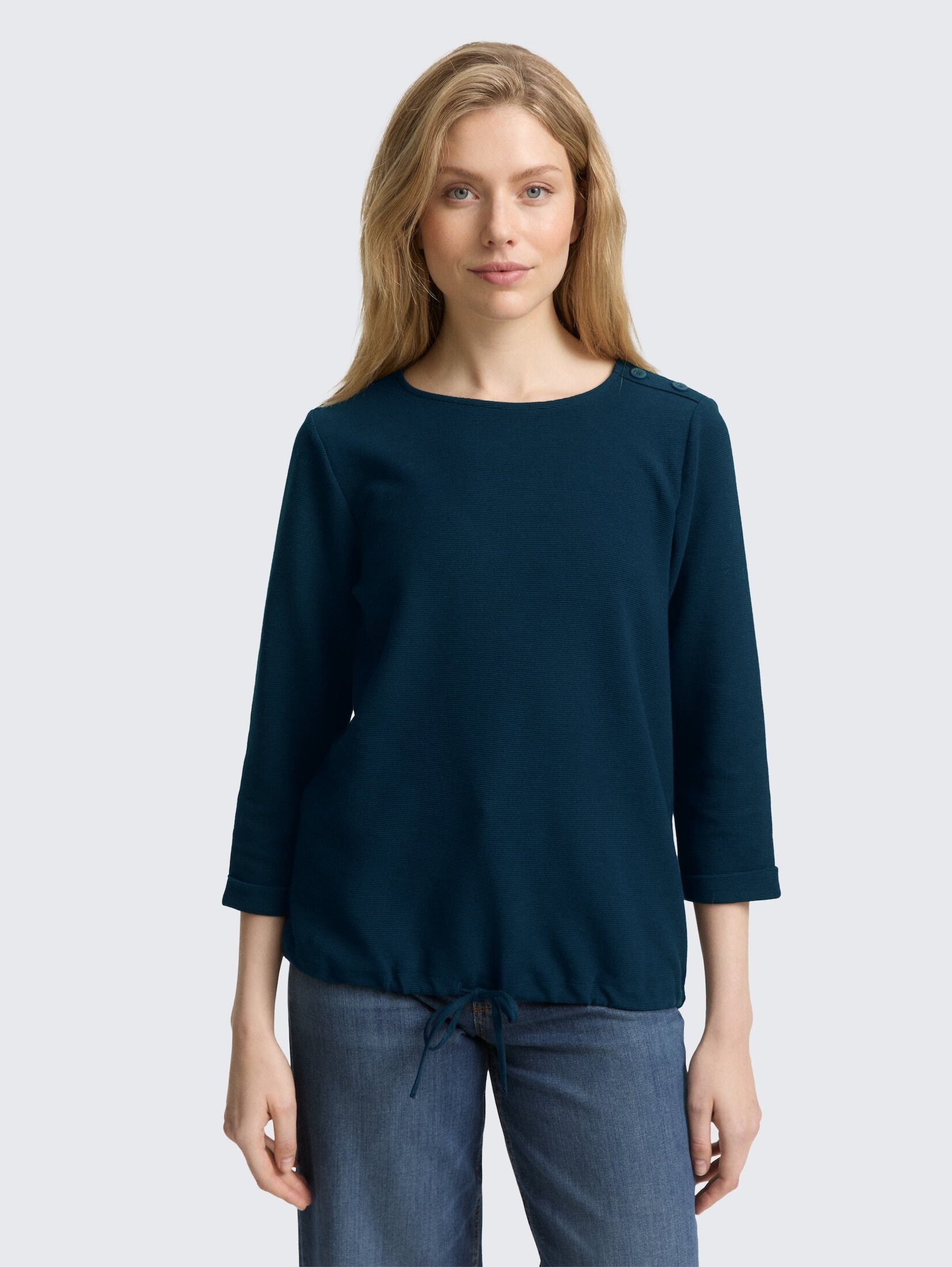 TOM TAILOR 3/4-Arm-Shirt Langarmshirt mit Knopf-Details günstig online kaufen