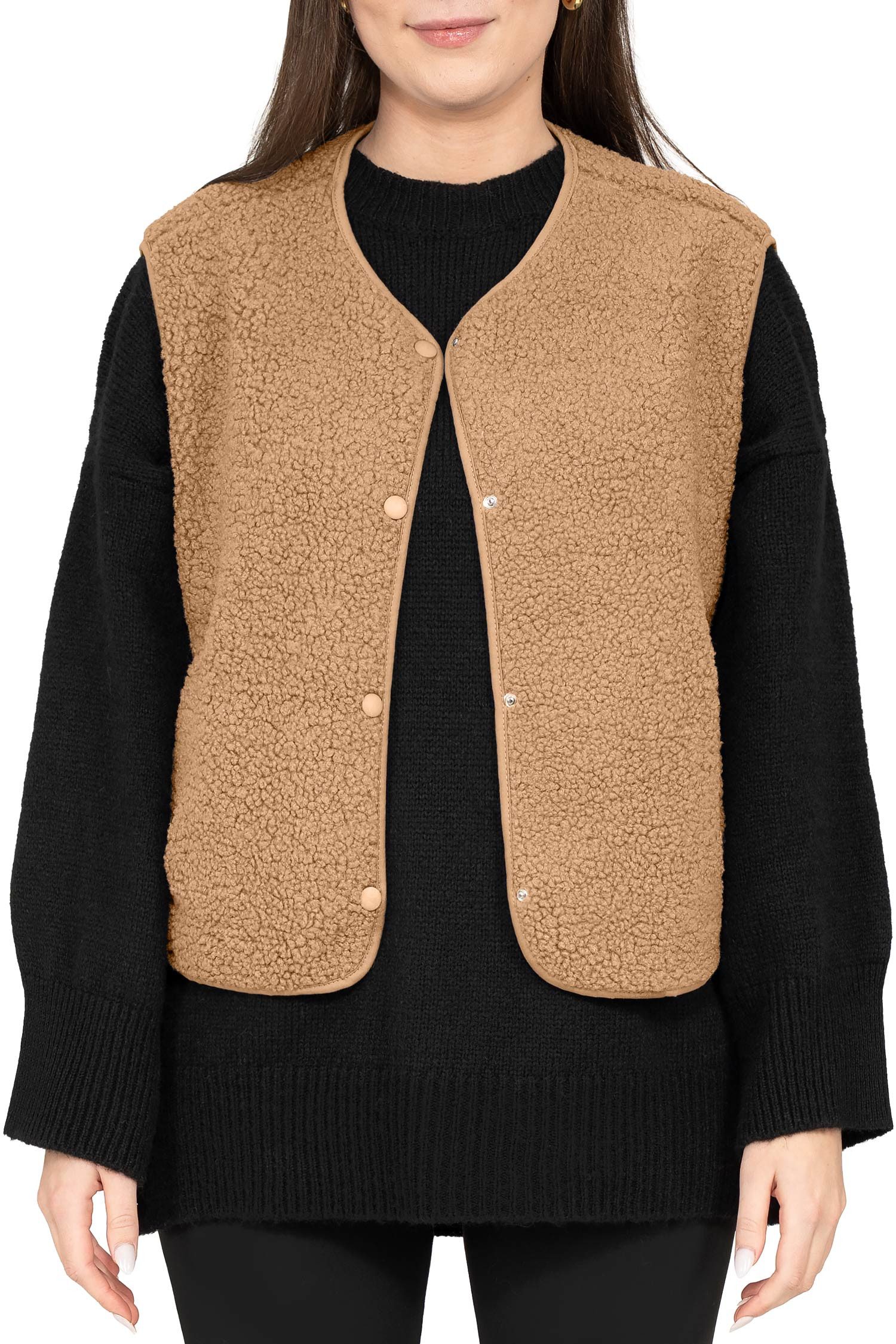 Reichstadt Plüschweste Damen Relaxed Fit Teddy Weste 25RSW098 (1-tlg) Modis günstig online kaufen
