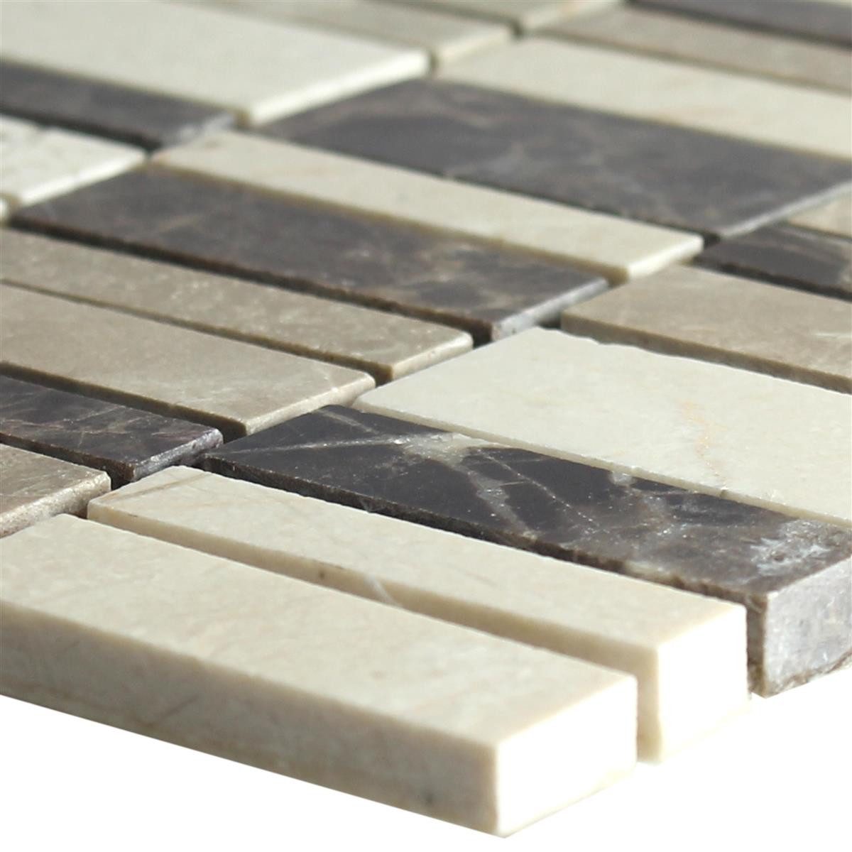 Mosafil Mosaikfliesen Marmor Mosaikfliesen Sunbury Braun Caramel, Naturstein-Marmor 30.000x30.000, braun-creme, Verlegefertig auf ein Netz geklebt - Frostsicher - Wasserfest