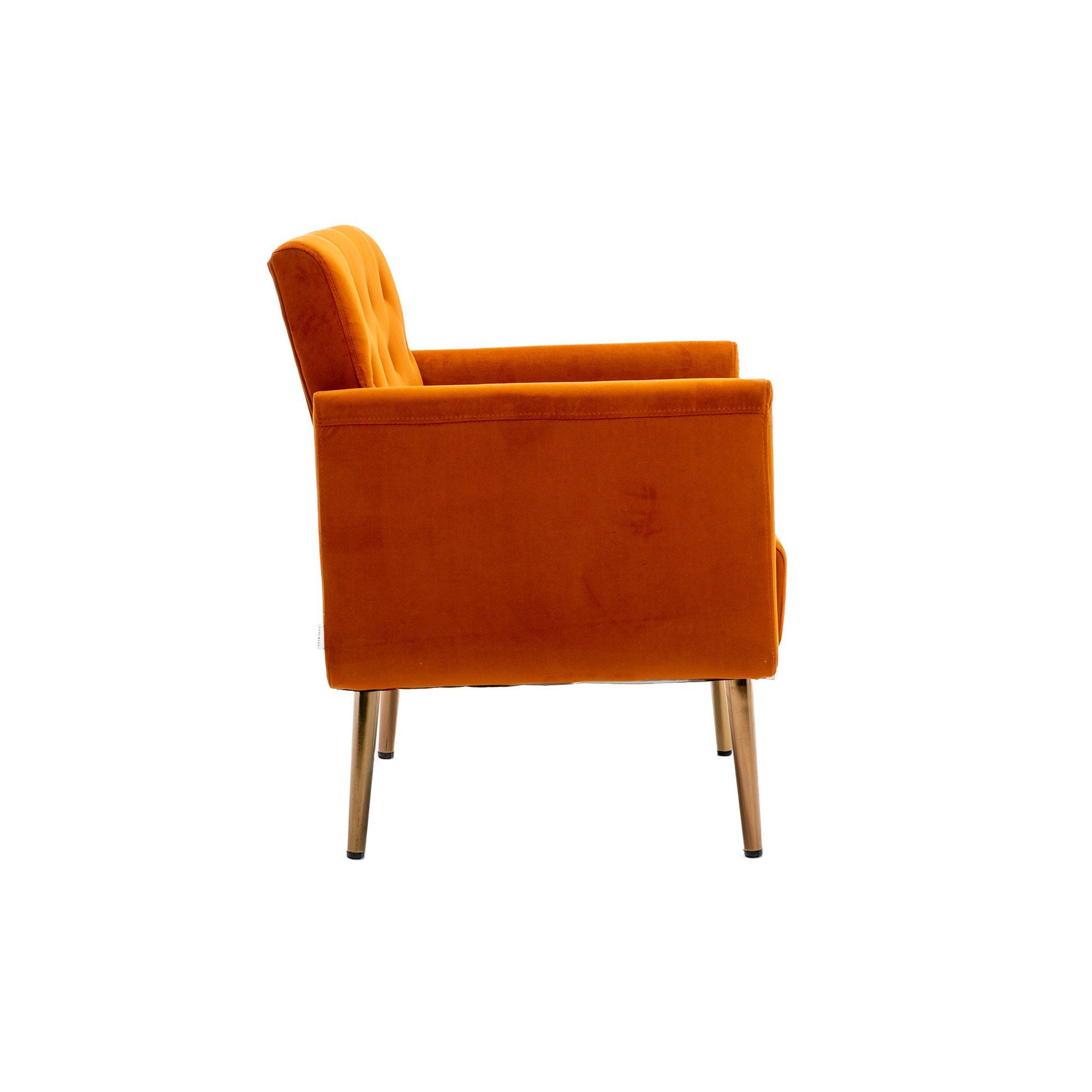 Super Solu Relaxsessel Moderner Luxus-Vintage (DZF838OR Orange, Samt Loungesessel Goldenen Sofa), Lesesessel 1-St., Füßen mit