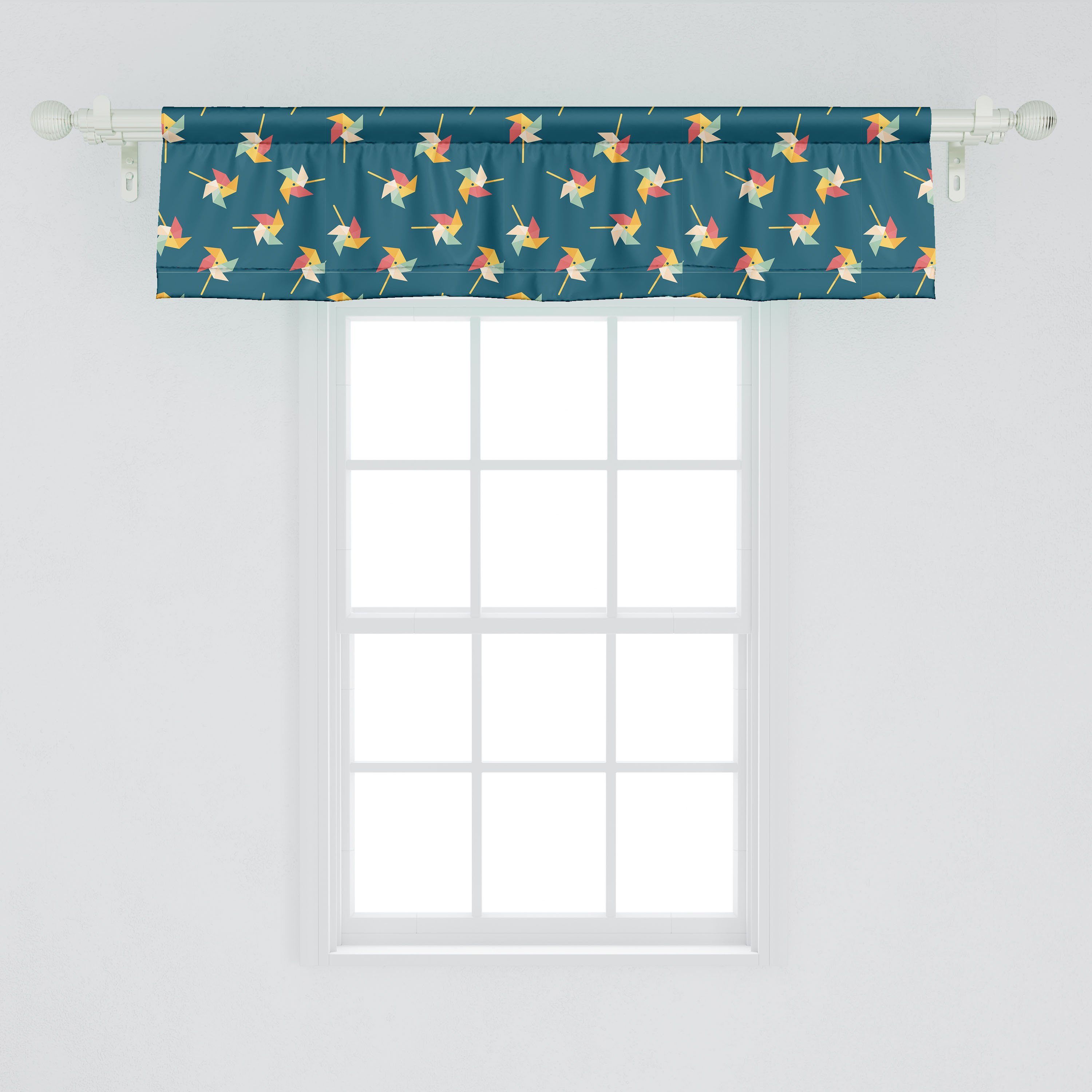 Dekor Kids Graphic Scheibengardine Schlafzimmer für Pinwheel Pattern mit Vorhang Stangentasche, Volant Abakuhaus, Microfaser, Küche