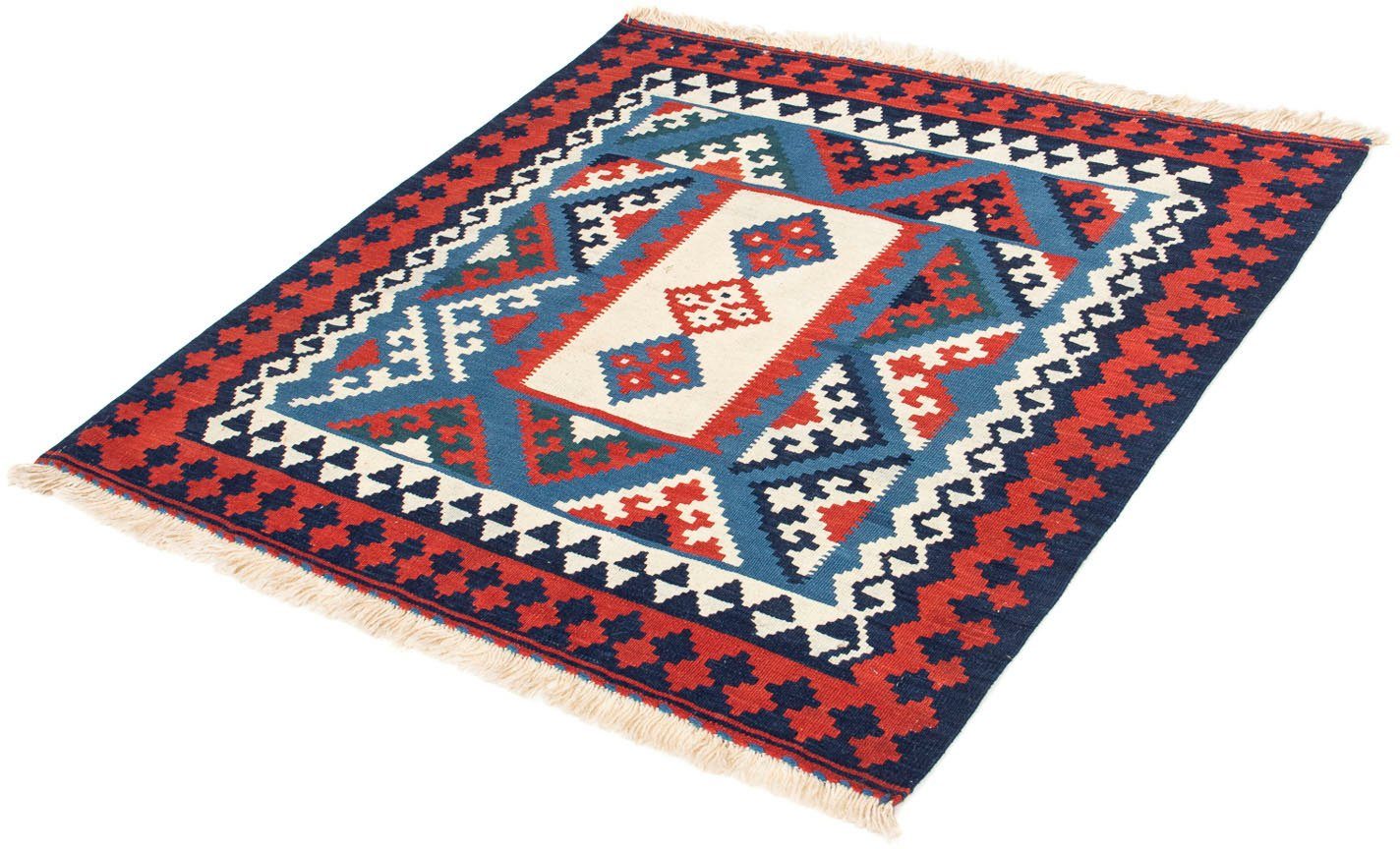 Wollteppich Kelim - Oriental quadratisch - 104 x 103 cm - dunkelblau, morgenland, quadratisch, Höhe: 6 mm, Wohnzimmer, Einzelstück