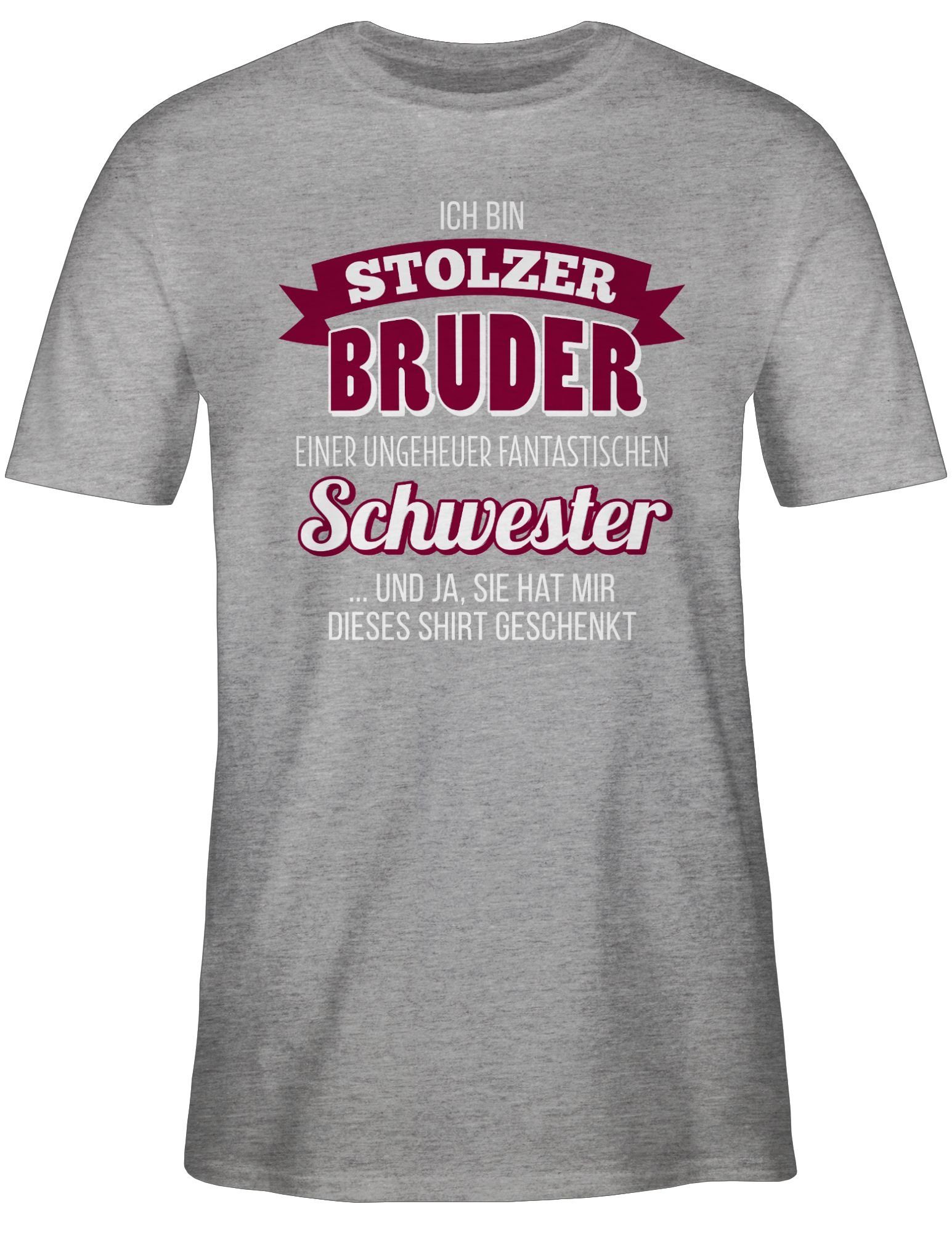 Shirtracer T-Shirt Ich bin stolzer 03 Grau meliert Bruder Bruder